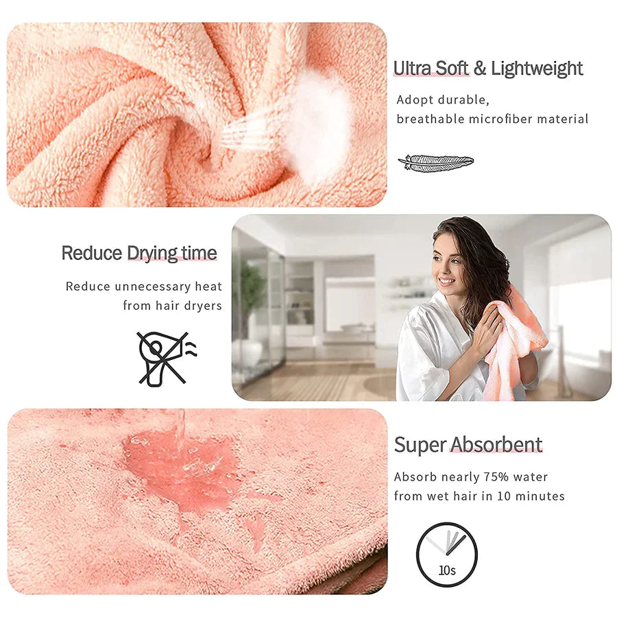 Hair Towel Wrap Absorbent Towel Hair-Drying Bathrobe Microfiber Bath Towel Hair Dry Cap Salon Towel