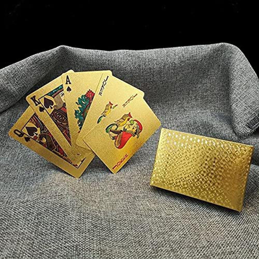 TLBS Gold Plated Poker Playing Cards, Classic PVC Poker Table Cards for Adults