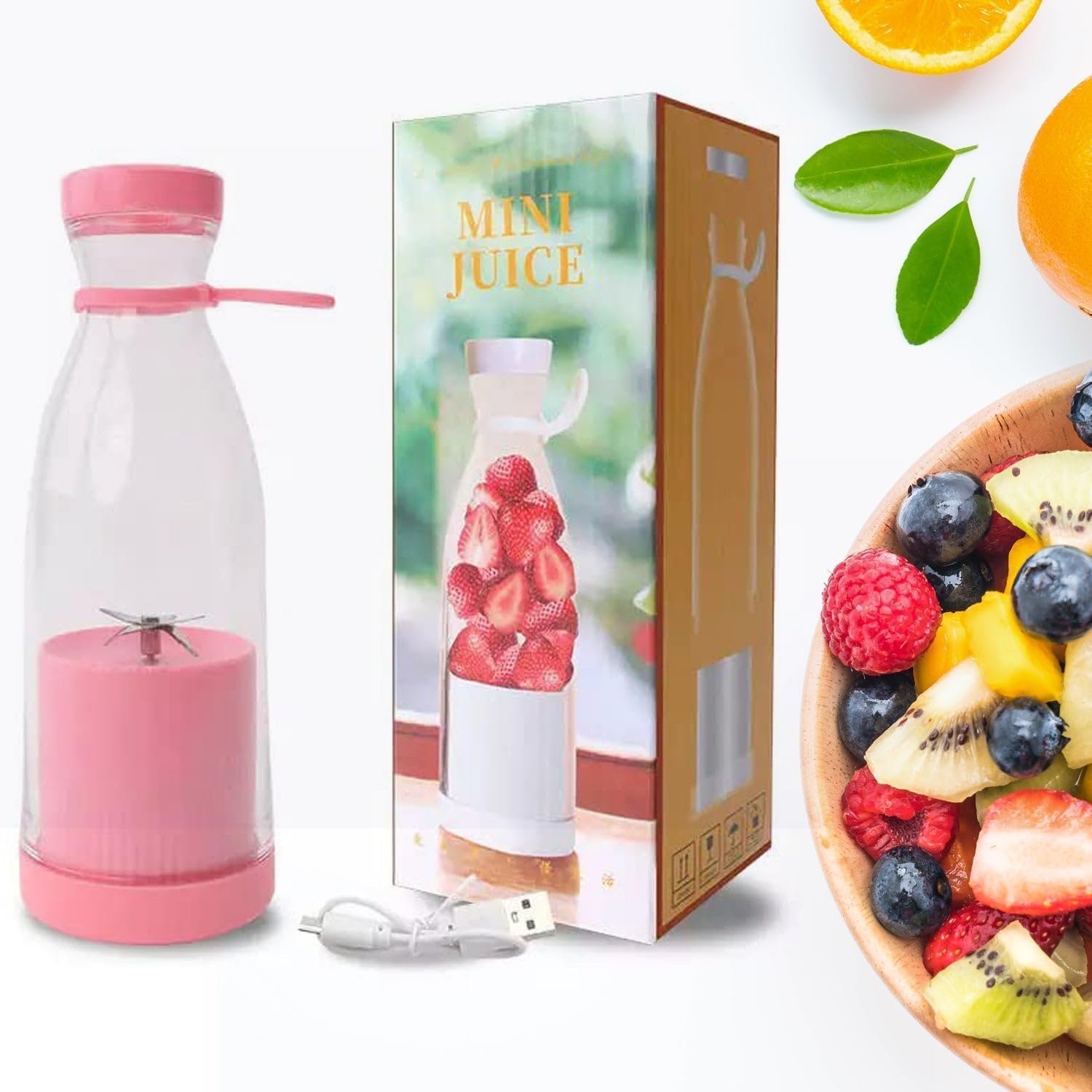 USB Rechargeable Mini Juicer Blender, Electric Juicer Bottle Blender Mixer Grinder, Personal Size Blender for Juices, Shakes and Smoothies, Fruit Juicer Machine