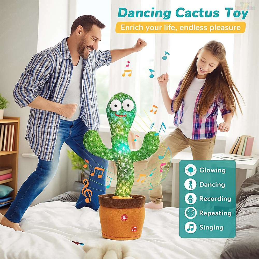 TLBS Dancing Cactus Toy for Babies Talking, Speaking, Recording | Repeat What You Say | Singing Electronic Pet for Toddlers | Swing and Sing Toy-Charger Cactus Toy Plant..