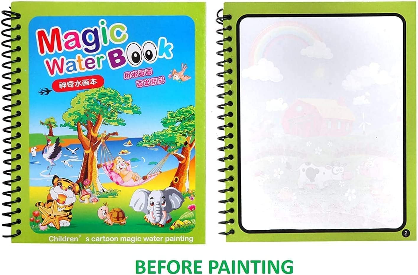 TLBS Magic Water Quick Dry Book for Water Coloring with Magic Pen Painting Board for Children Education Drawing Pad (Random Design & Assorted Color)