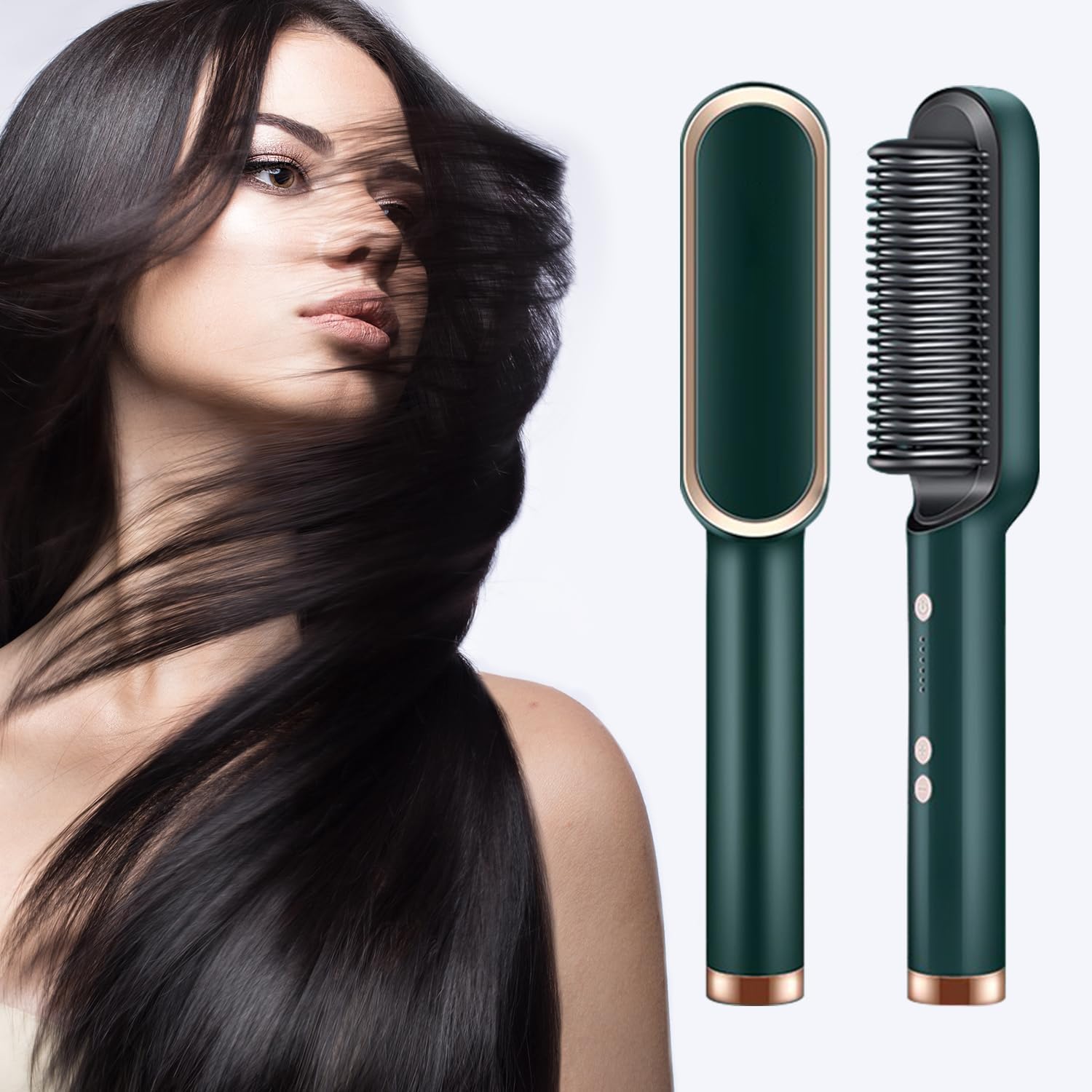 Hair Straightener, Hair Straightener Comb For Women & Men, Hair Styler, Straightener Machine Brush/Ptc Heating Electric Straightener With 5 Temperature Rain Clean