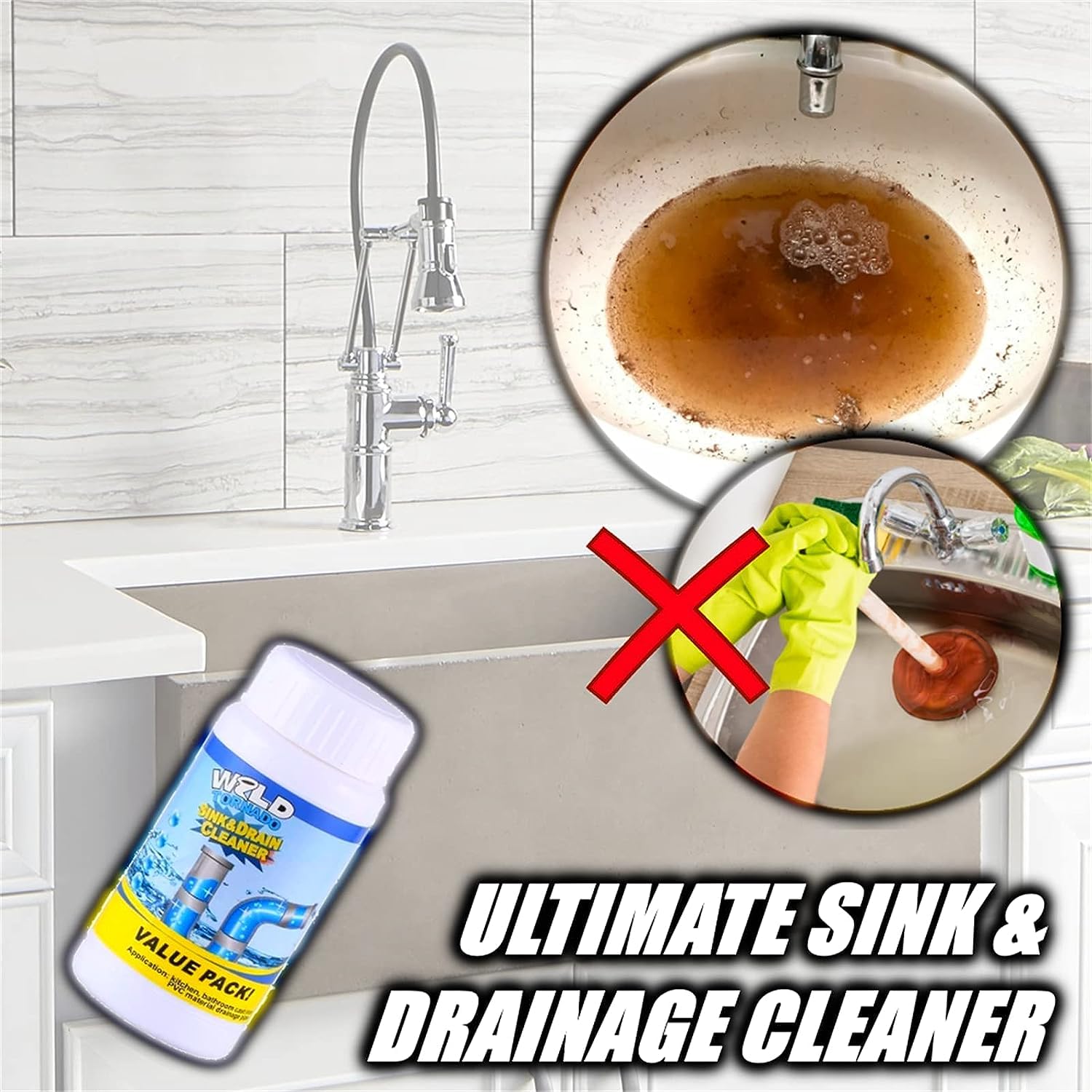 TLBS Powerful Sink and Drain Cleaner, Portable Powder Cleaning Tool Super Clog Remover Chemical Powder Agent for Kitchen Toilet Pipe Dredging