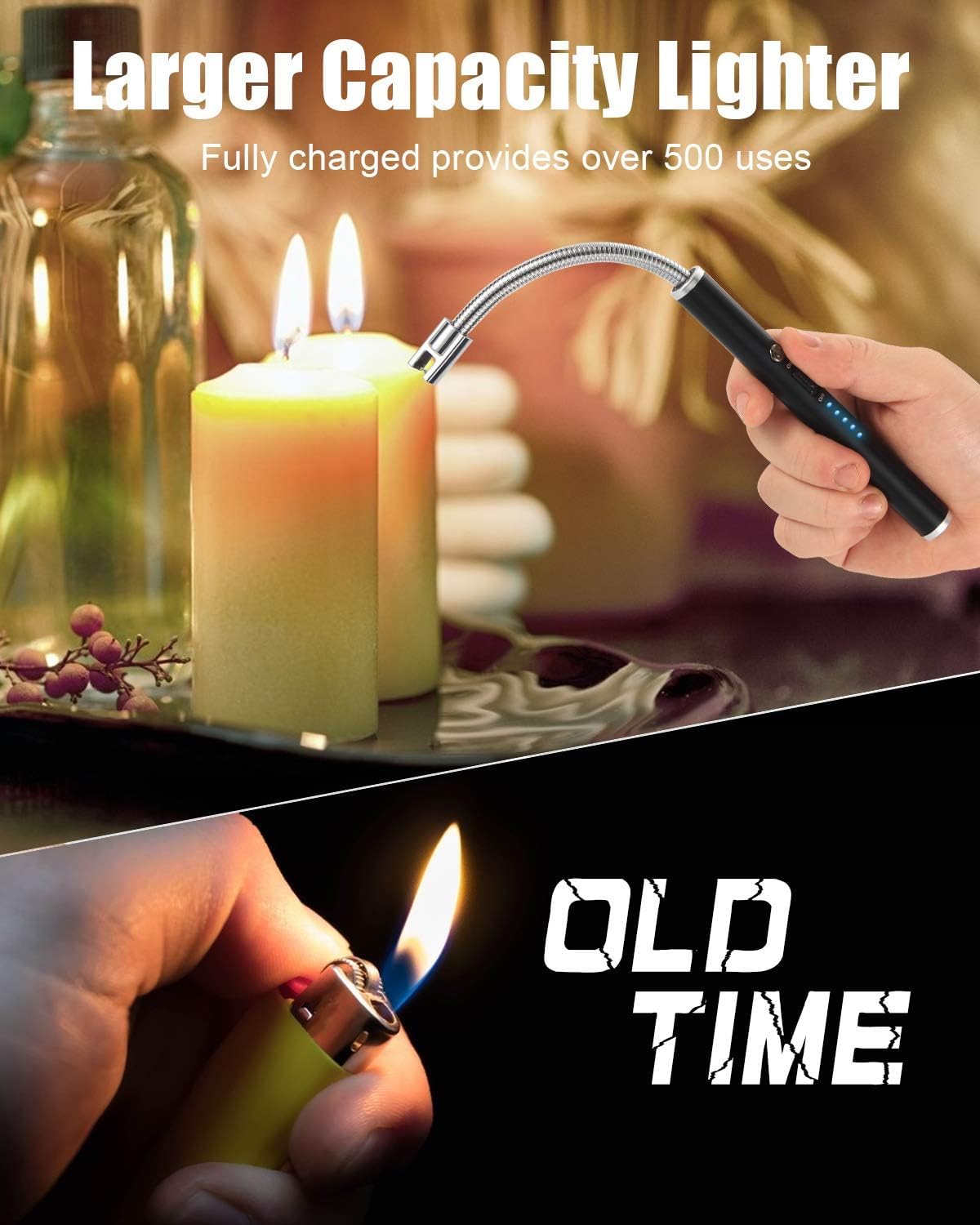 TLBS ARC Lighter, Rechargeable Electric Gas Lighter for Home Use Candle Lighter Plasma Lighter Flameless Windproof USB Lighter 360° Flexible Neck Arc Lighter for Diwali Fireworks