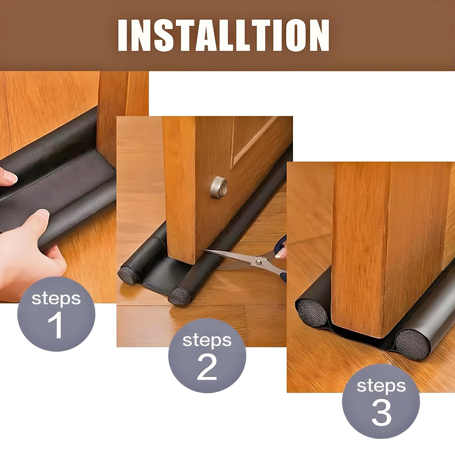 Twin Door Draft Stopper/Guard Protector for Doors and Windows | Door Bottom Sealing Strip Guard for Home