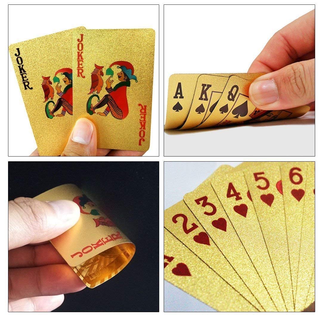 Gold Plated Poker Playing Cards, Classic PVC Poker Table Cards for Adults