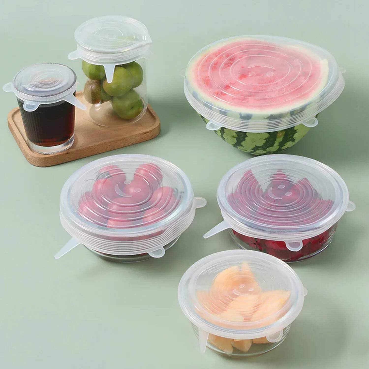 TLBS 6 Pc Silicone Stretch Microwave Safe Lids Flexible Covers for Utensils, Bowls, Dishes,Plates Jars, Cans, Mugs, Food Safety Reusable Lids (Multicolor)