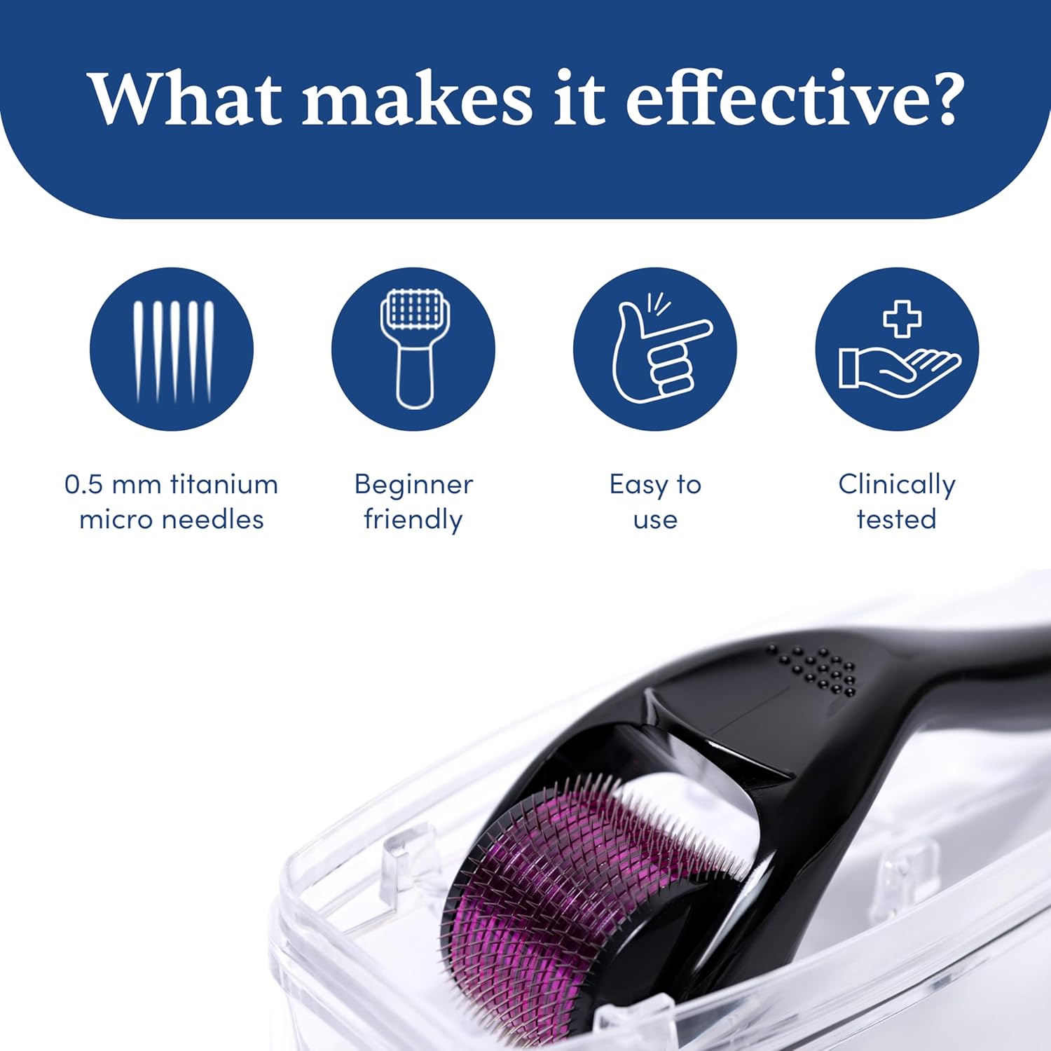 TLBS Derma Roller For Hair And Beard Regrowth 540 Micro 0.5mm Titanium Alloy Needles Reduces Hair Fall & Stimulates Hair Follicles, Safe and Effective Easy to use | Skin Care Men and Women