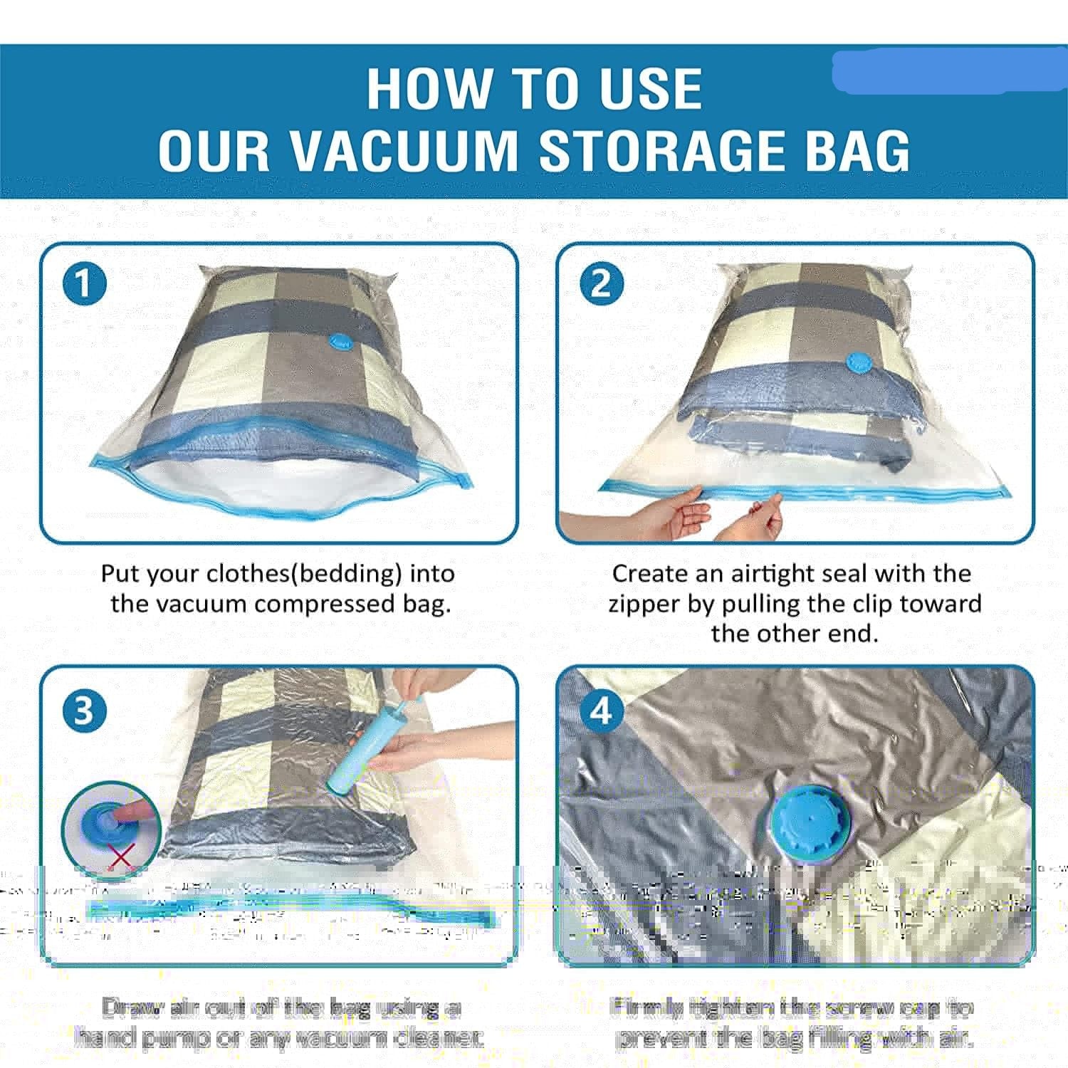 Vacuum Bags, Clothes Storage Bag, Vacuum Bags for Clothes, Cloth Storage Bag, Vacuum Bags for Clothes with Pump, Packing Bags for Clothes, Vacuum Storage Bags, Cloth Bags (WITH PUMP)