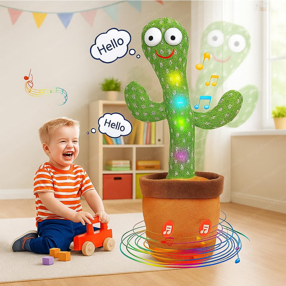TLBS Dancing Cactus Toy for Babies Talking, Speaking, Recording | Repeat What You Say | Singing Electronic Pet for Toddlers | Swing and Sing Toy-Charger Cactus Toy Plant..
