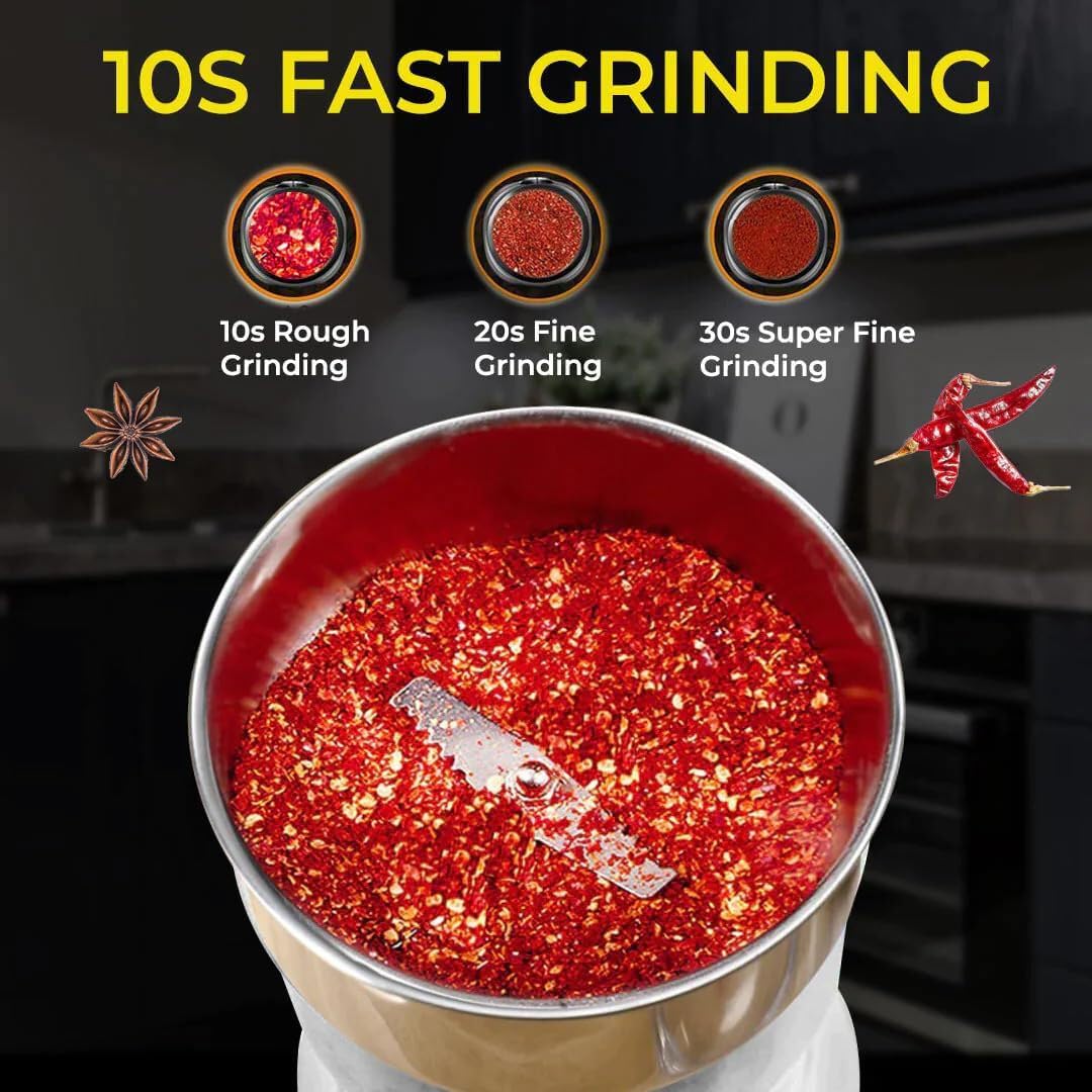 TLBS Mini Spice Coffee Grinder Electric Stainless Steel Fast Grinding Multifunction Smash Machine Dry Grain Mill Grinder for Spices Powder Seeds Rice Beans Seasonings