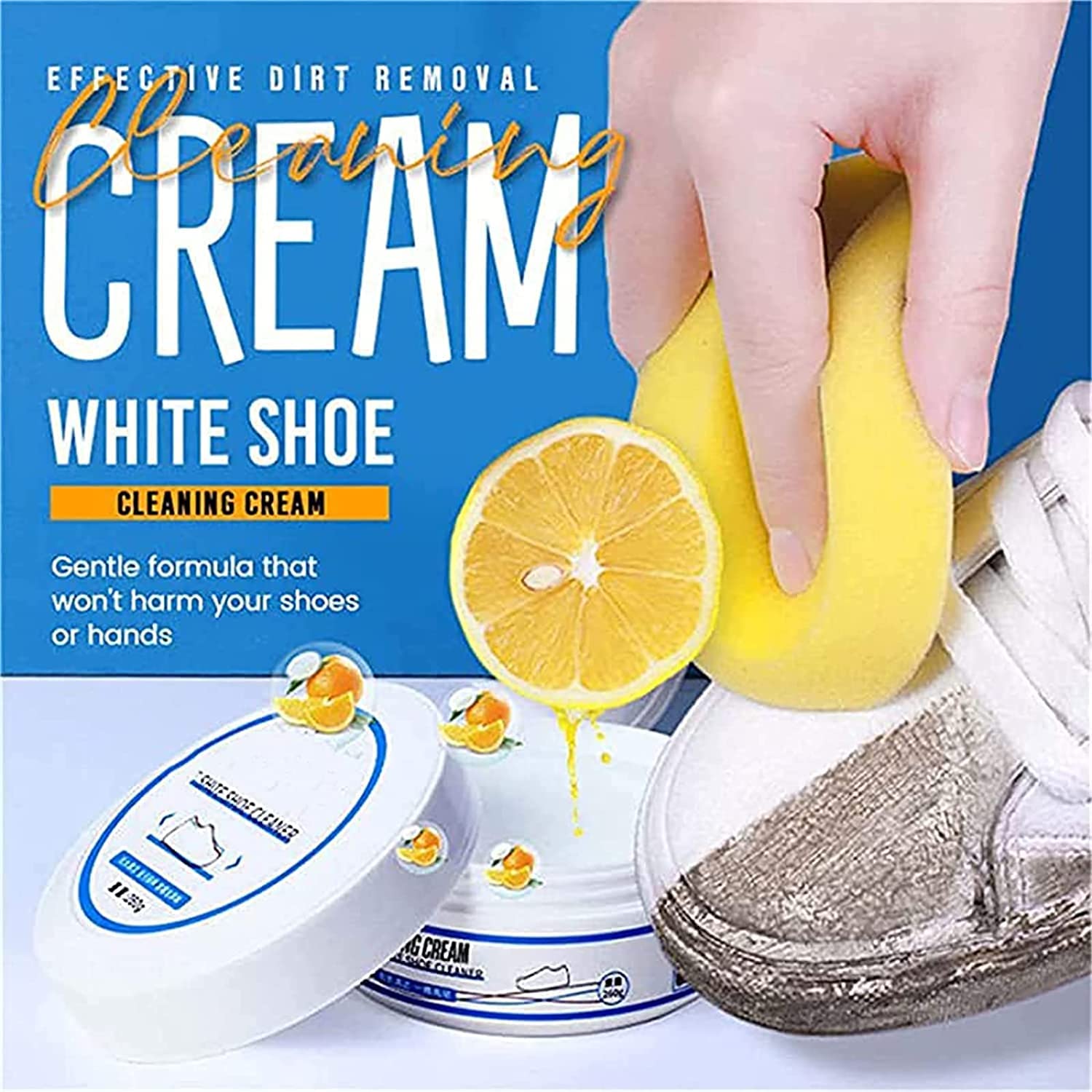 White Shoe Cleaning Cream, Stain Cleansing Cream for Shoe, Re-Color and Polish Smooth Leather Shoes and Boots, Sneaker Cleaner White Shoes 260 grm