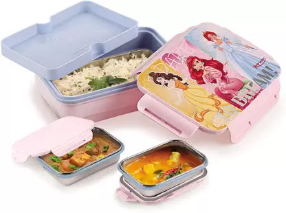 Rishabh Milano Steel Lunch Box With Spoon 2 containers