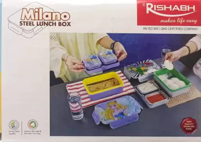 Rishabh Milano Steel Lunch Box With Spoon 2 containers