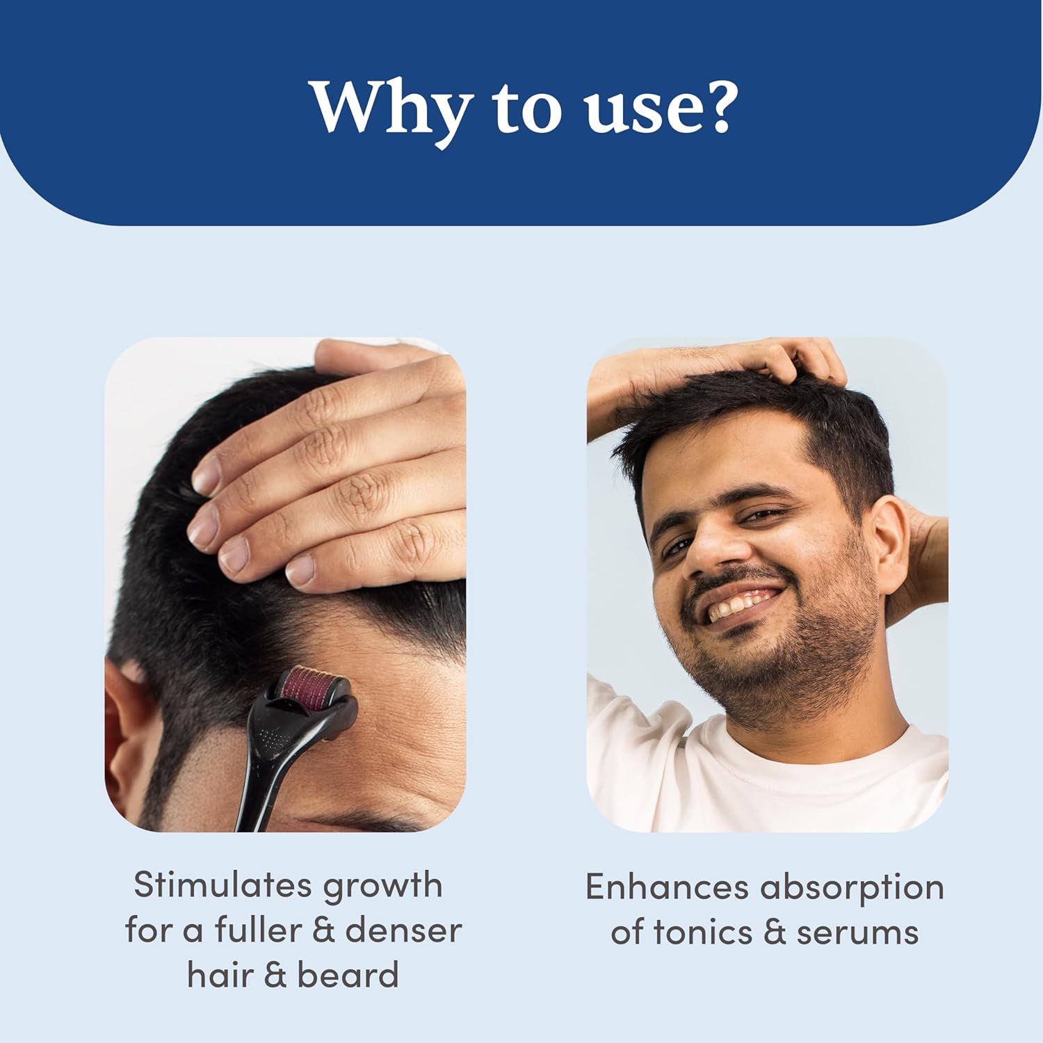 TLBS Derma Roller For Hair And Beard Regrowth 540 Micro 0.5mm Titanium Alloy Needles Reduces Hair Fall & Stimulates Hair Follicles, Safe and Effective Easy to use | Skin Care Men and Women