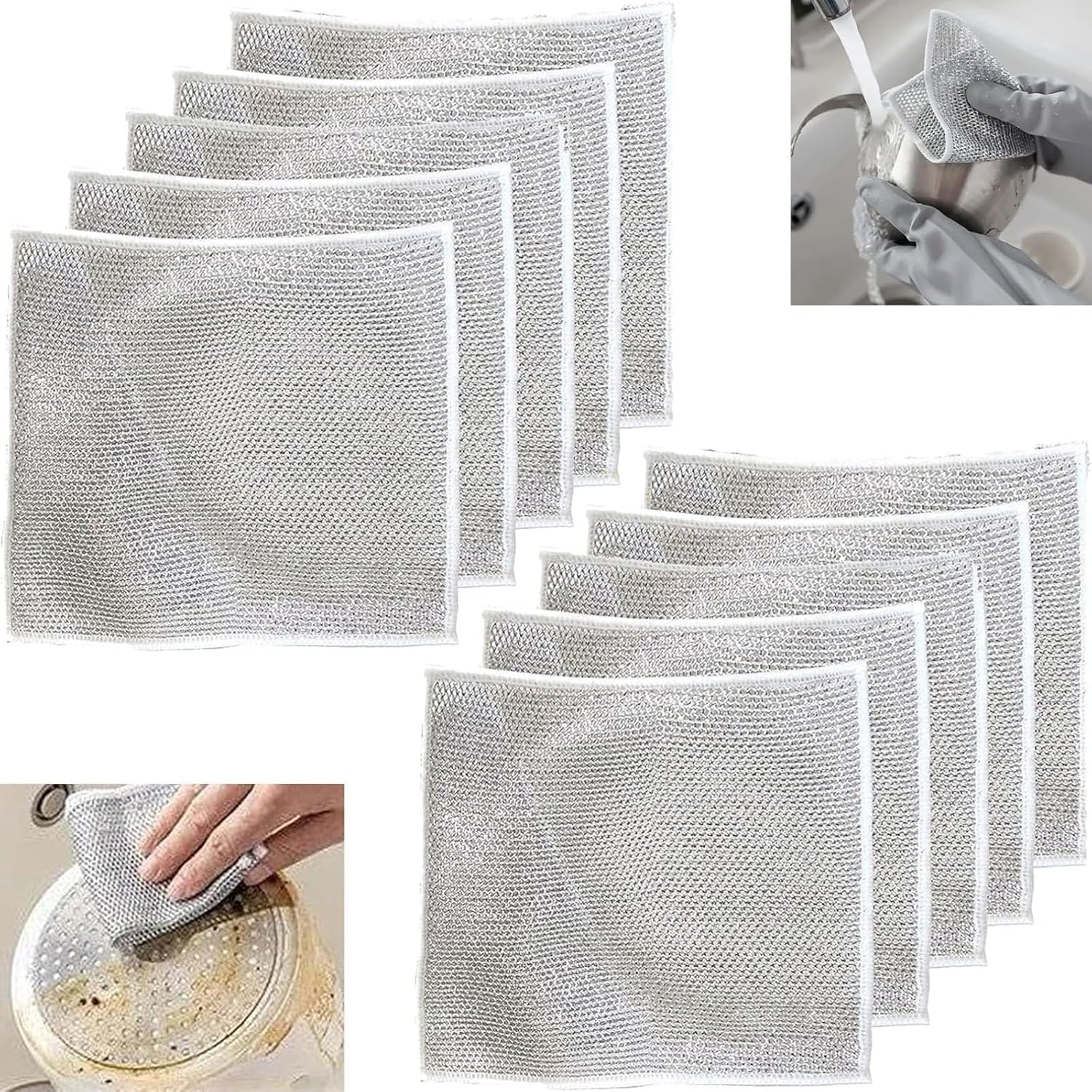Two-Sided Multipurpose Microfiber Cloths, Scrubber (10 Pc / 20x20 Cm)