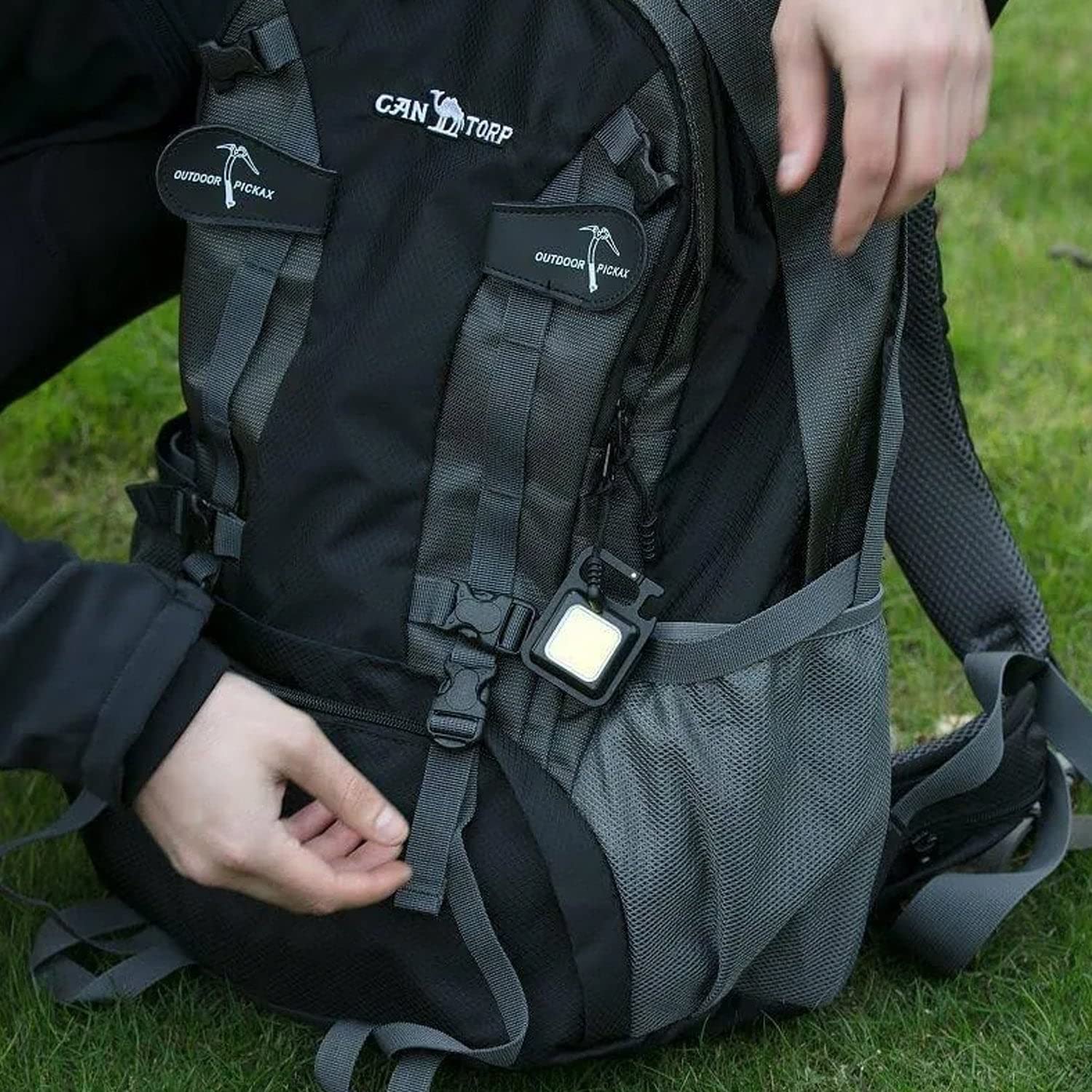 TLBS Keychain Mini Flashlight with 4 Light Modes,Ultralight Portable Pocket Light with Folding Bracket Bottle Opener and Magnet Base for Camping Walking