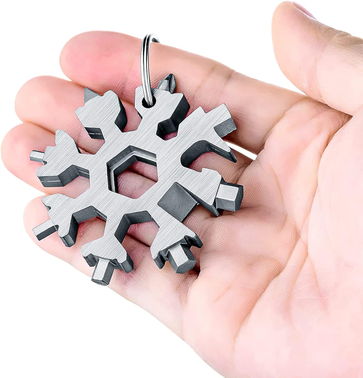 18 in 1 Stainless Steel Snowflake Multi Tool, Durable and Portable, Essential Key Chain, Pocket Bottle Opener, Pocket Wrench