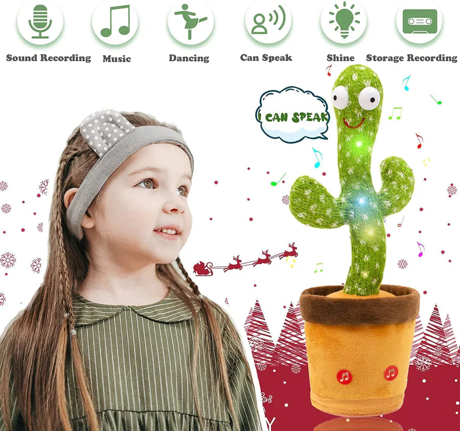 Dancing Cactus Toy for Babies Talking, Speaking, Recording | Repeat What You Say | Singing Electronic Pet for Toddlers | Swing and Sing Toy-Charger Cactus Toy Plant..