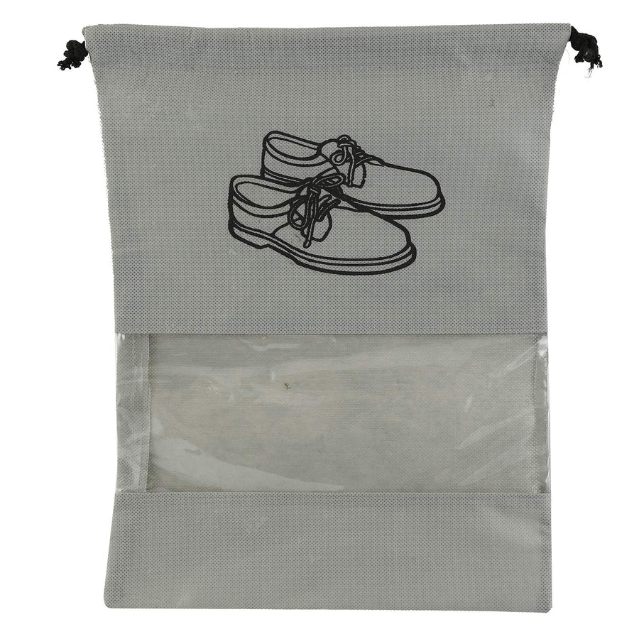 Shoe Cover/String Bag Organizer|Shoe Print & Non Woven Material|Transparent Window|Size 43 x 30 Cm (PREMIUM) (8 pcs)