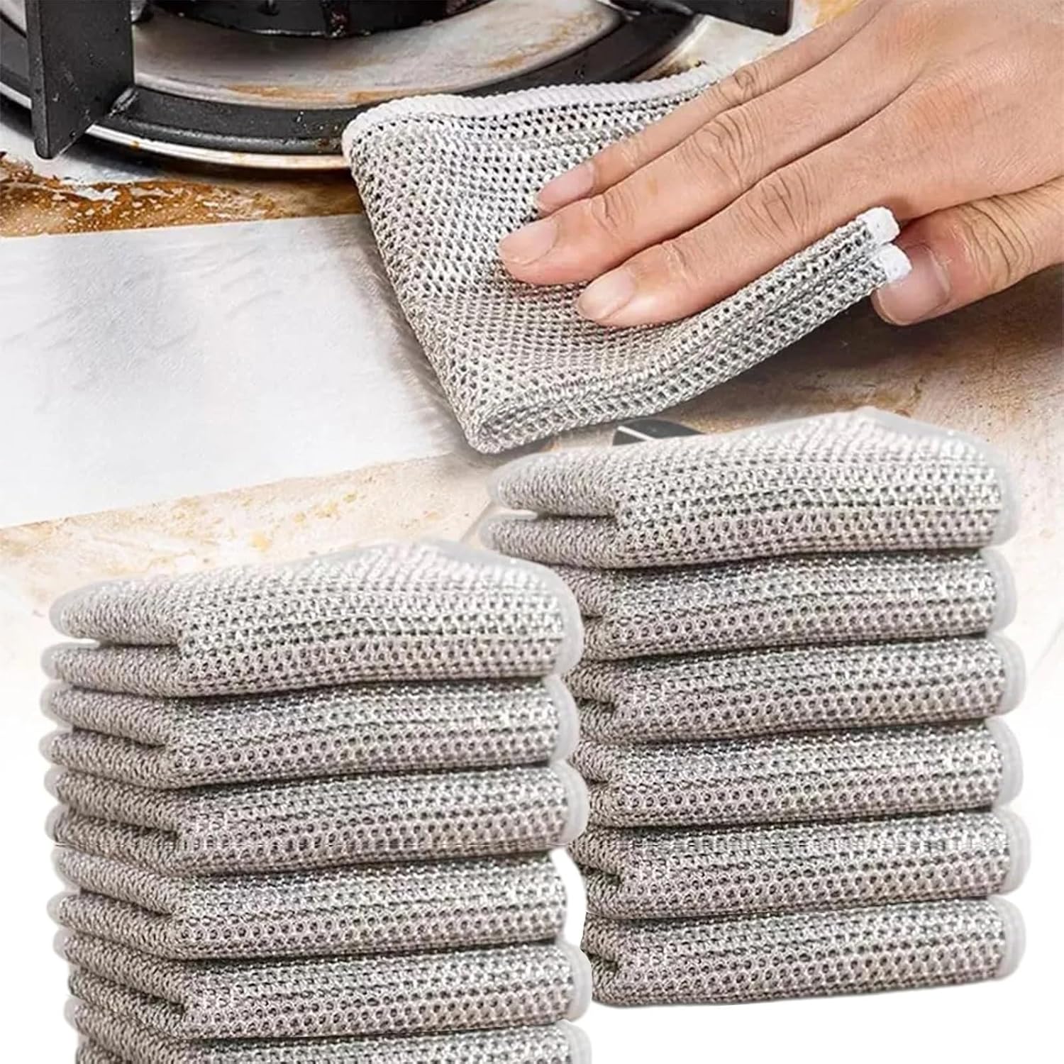 Two-Sided Multipurpose Microfiber Cloths, Scrubber (10 Pc / 20x20 Cm)