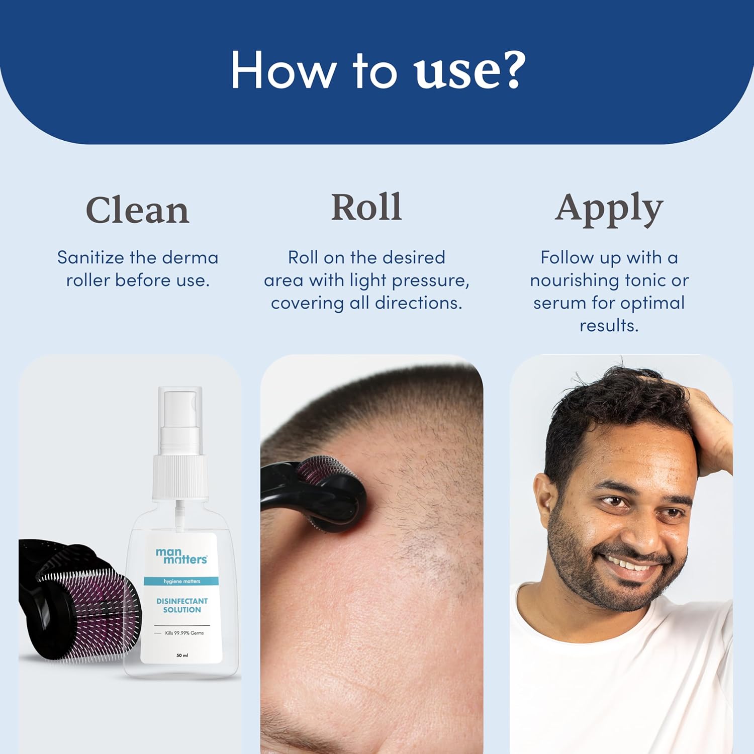 TLBS Derma Roller For Hair And Beard Regrowth 540 Micro 0.5mm Titanium Alloy Needles Reduces Hair Fall & Stimulates Hair Follicles, Safe and Effective Easy to use | Skin Care Men and Women