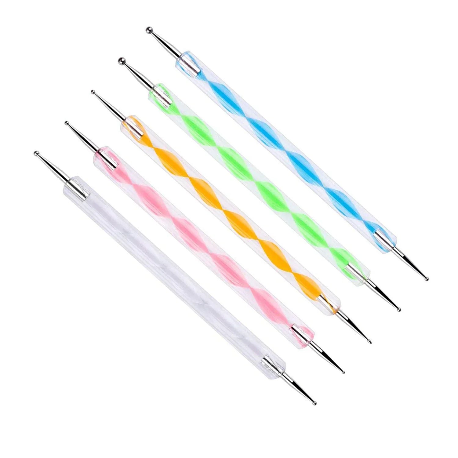 5 pieces Nail Art Dotting Marbleizing Tool Pen for Nail Decoration Stamping (Multicolour)