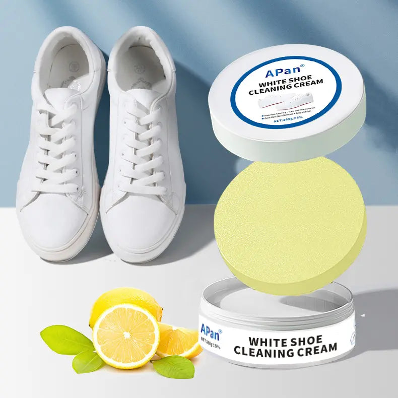 White Shoe Cleaning Cream, Stain Cleansing Cream for Shoe, Re-Color and Polish Smooth Leather Shoes and Boots, Sneaker Cleaner White Shoes 260 grm