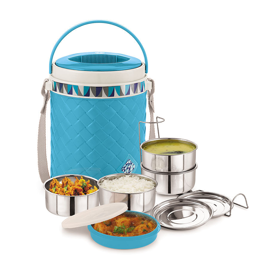 Rishabh Happy Meal 4 Lunch Box 4 SS Container Box Pack Of 1