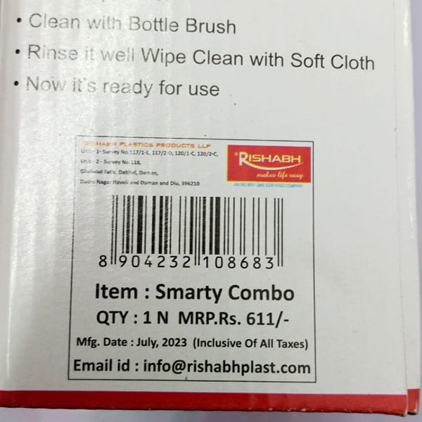 Rishabh Plastic Insulated Water Bottle 1 And Plastic Lunch Box Combo Leak Proof Tiffin Bottle For Kids School Office Colour Assorted Pack Of 2