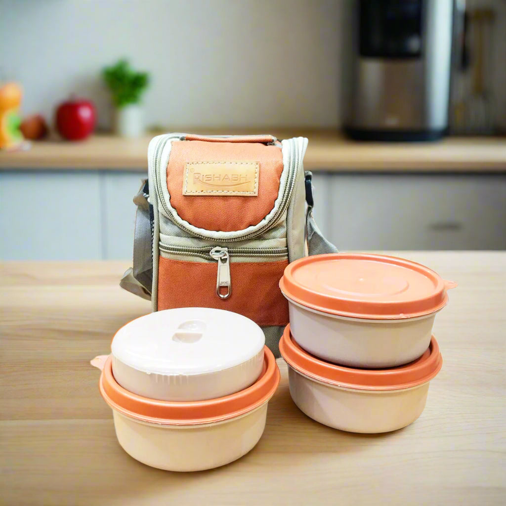 Rishabh Galaxy Stanley 3 Inside Steel Container - Microwave Safe and 100% Leak Proof Lunch Box 3 Containers Lunch Box