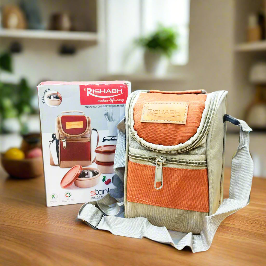 Rishabh Galaxy Stanley 3 Inside Steel Container - Microwave Safe and 100% Leak Proof Lunch Box 3 Containers Lunch Box