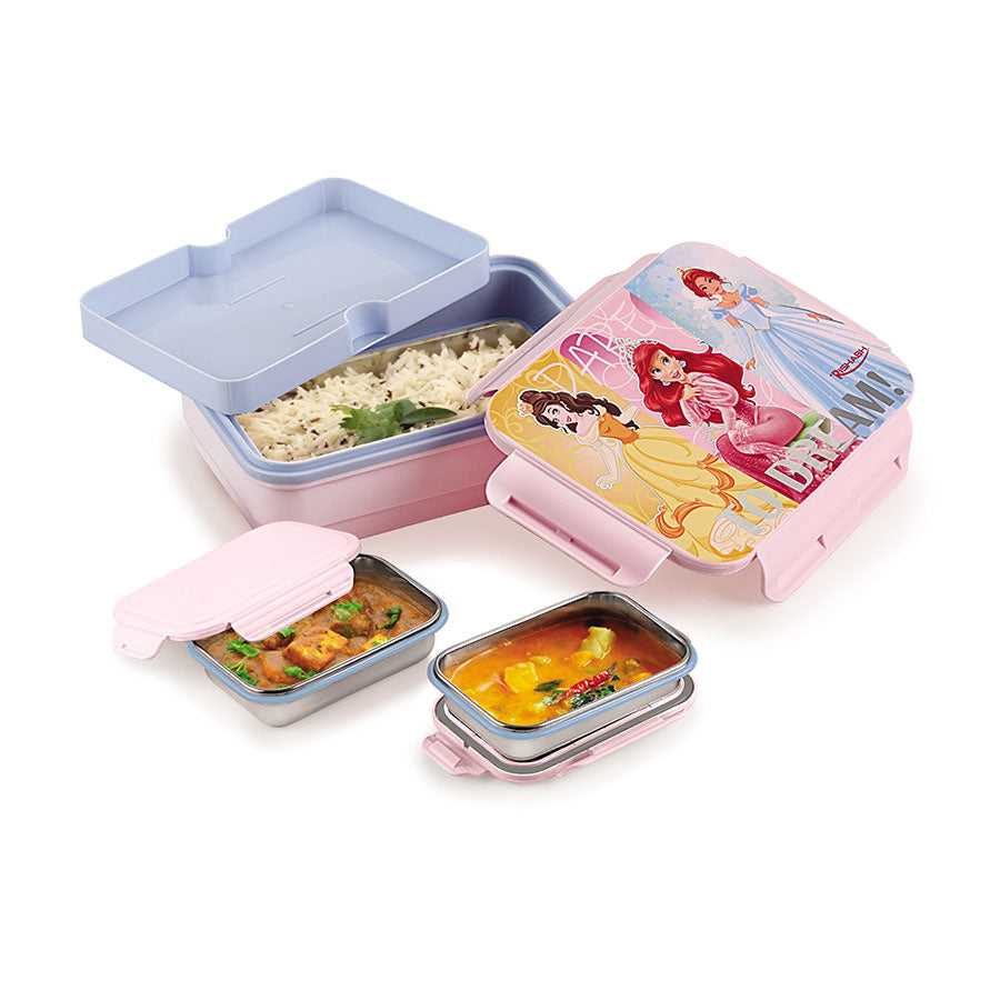 Rishabh Milano Steel Lunch Box With Spoon 2 containers