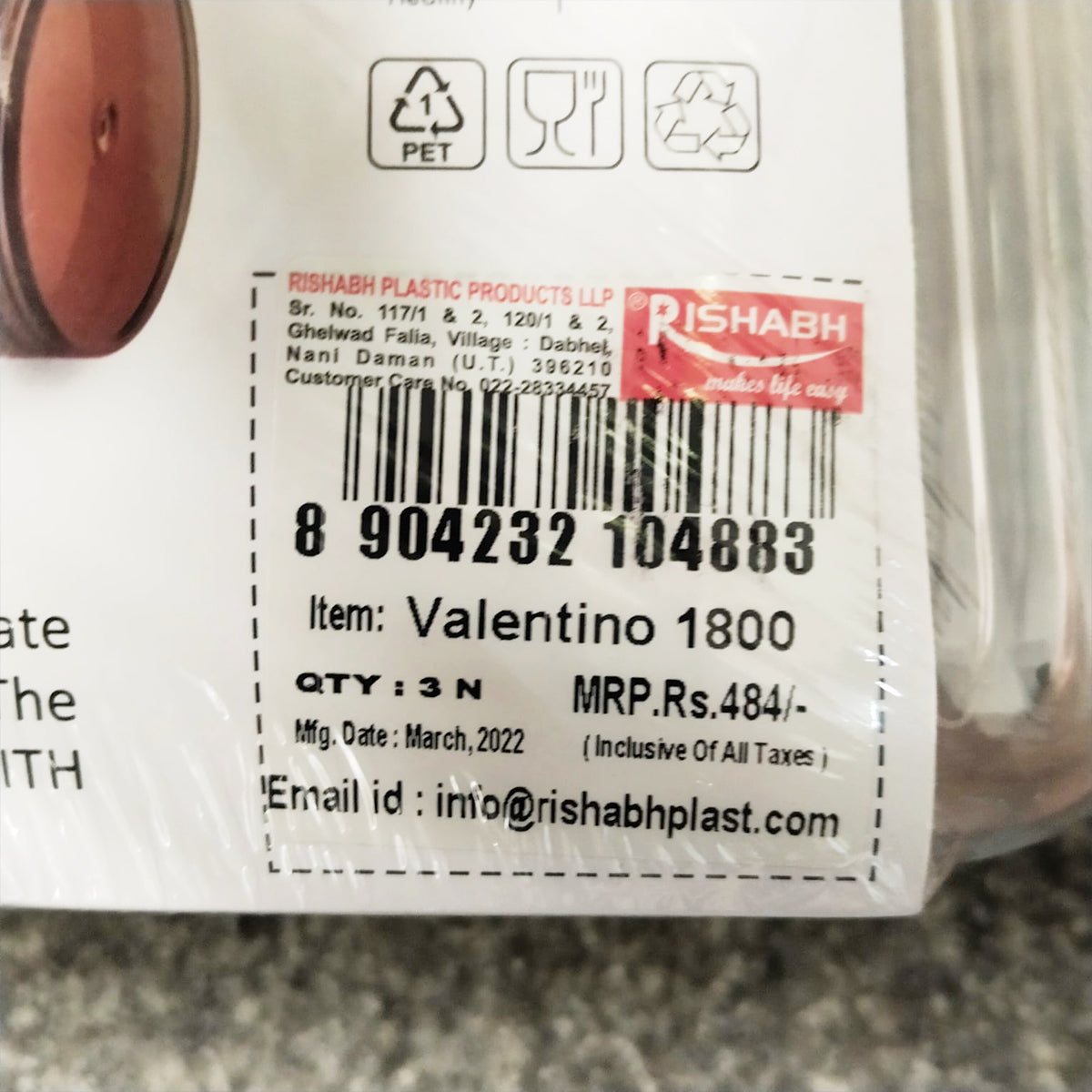 Rishabh valentino 1800ml Pet Kitchen Storage Signature PET Container 1800ML (3PC SET)