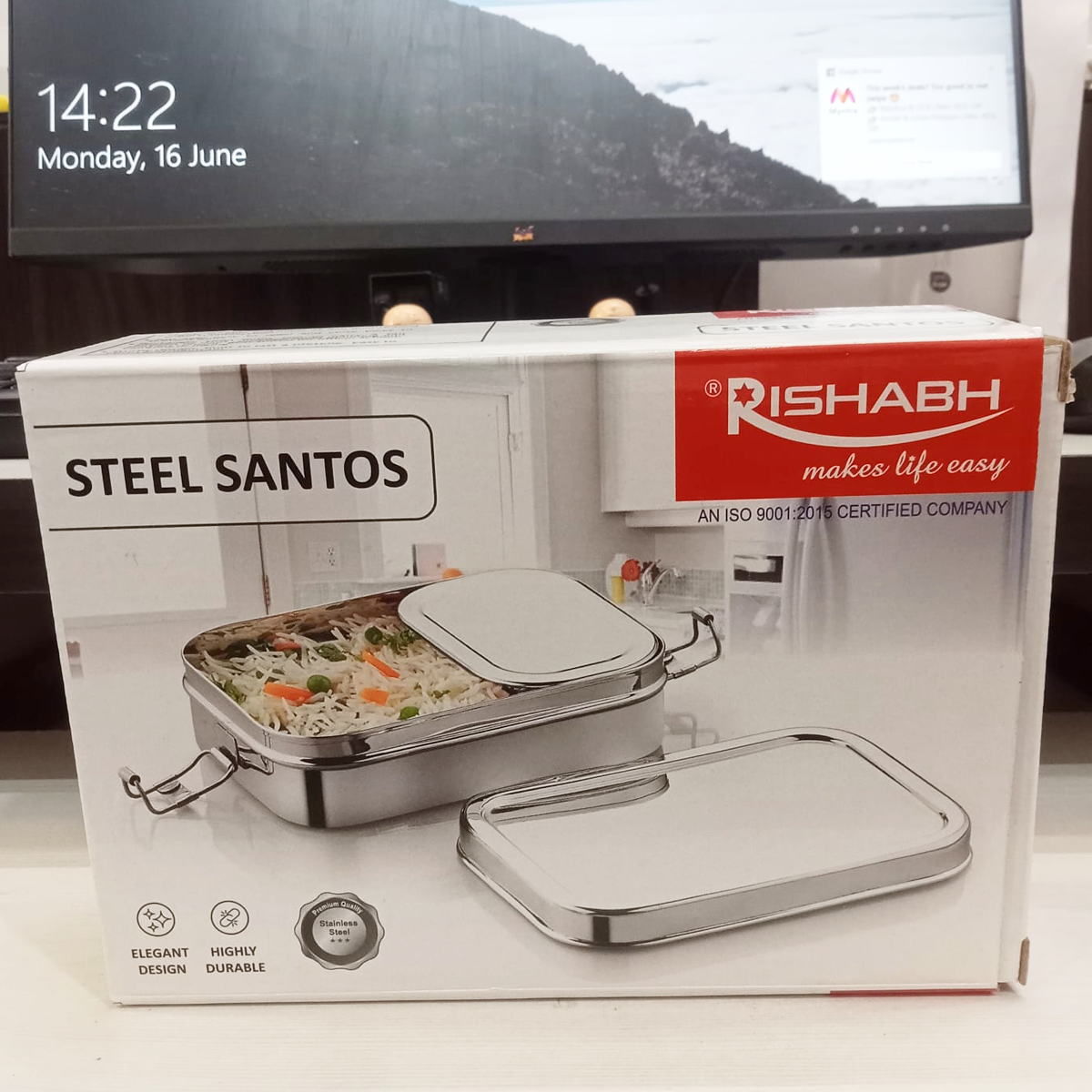 Rishabh Stainless Steel (Santos) Lunchbox for School and Office