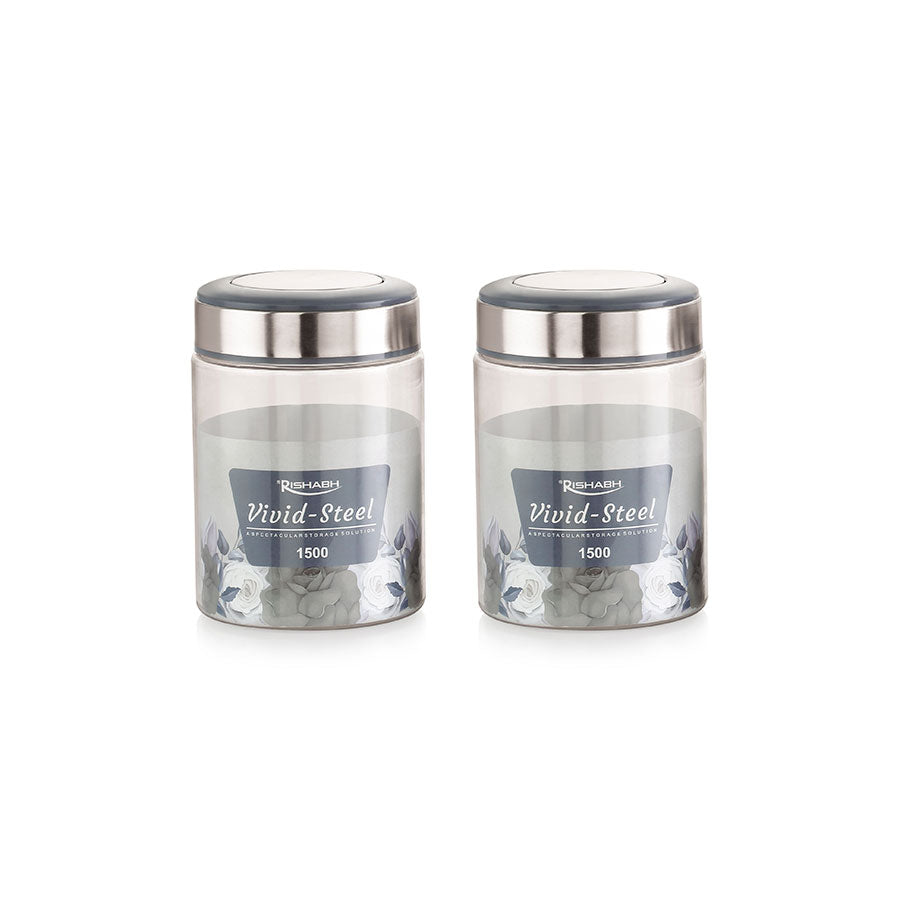 Rishabh vivid steel 1500 Container 2 Pcs Set with spoon