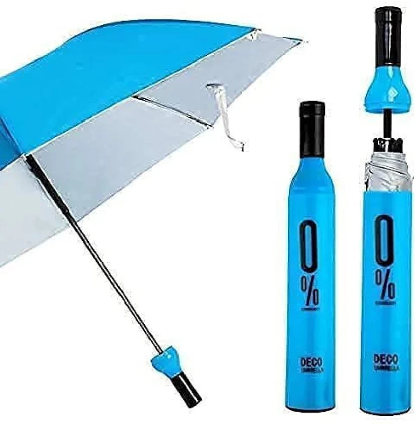 Wine Bottle Umbrella, Compact Double Layer Portable Travel Umbrella with Plastic Case