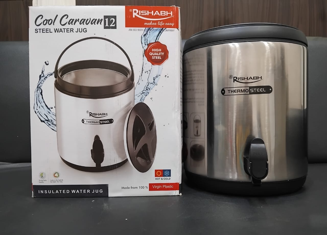 Rishabh Thermo Steel Cool Caravan 12 Insulated Water Jug Pack Of 1 Pcs