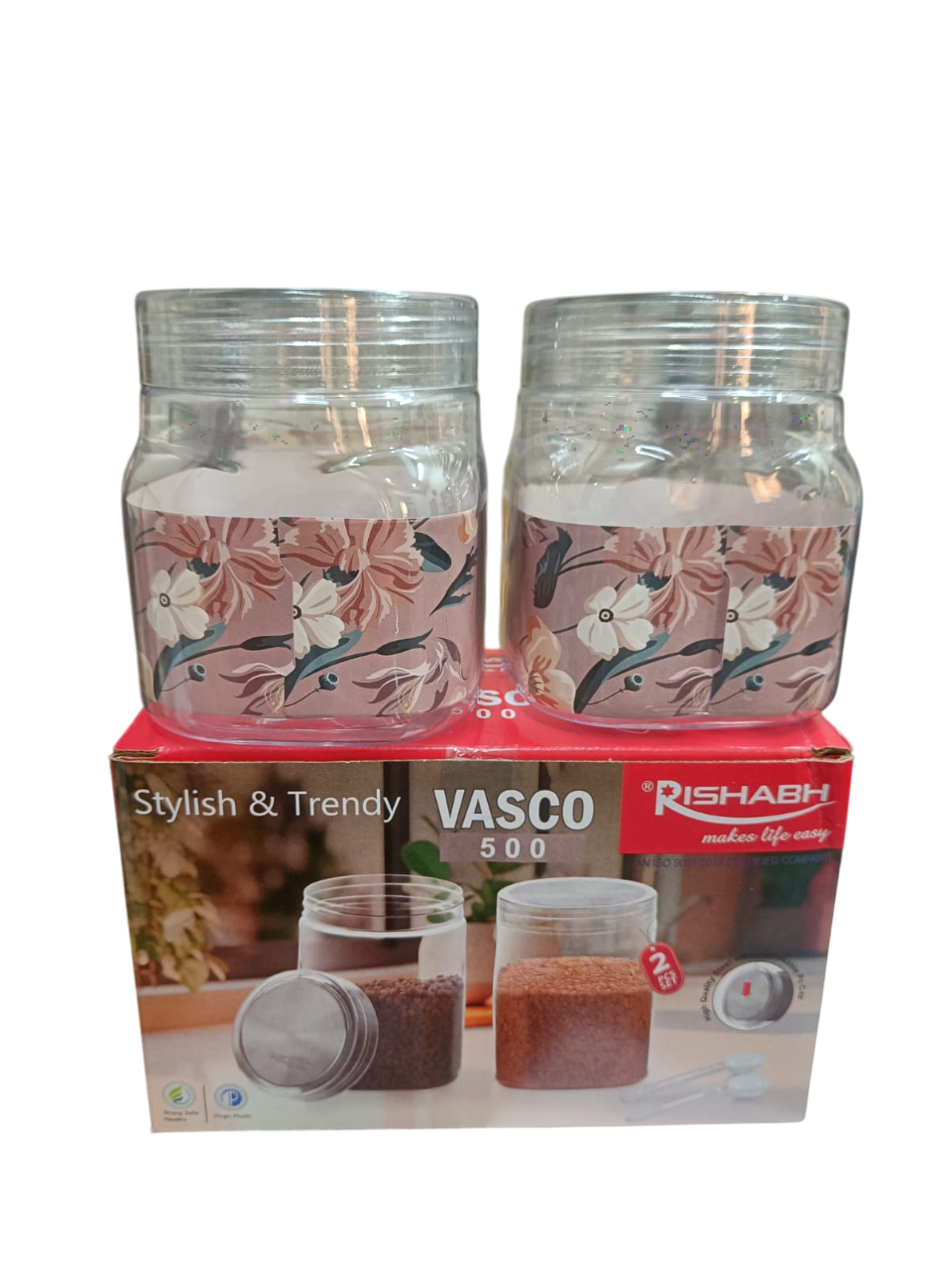 Rishabh Vasco 500 stylish & Trendy Pet container 2pcs with Spoon