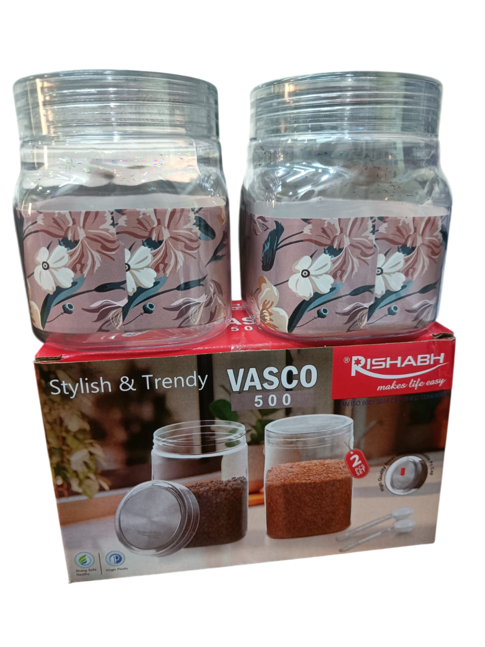 Rishabh Vasco 500 stylish & Trendy Pet container 2pcs with Spoon
