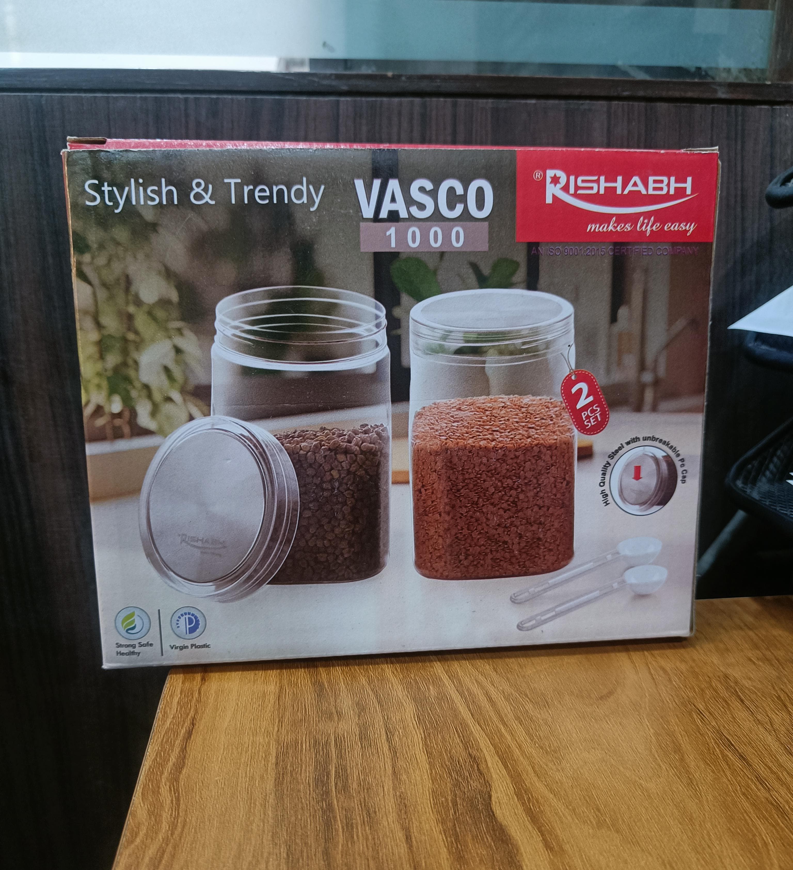 Rishabh Vasco 1000 stylish & Trendy Pet container 2pcs with Spoon