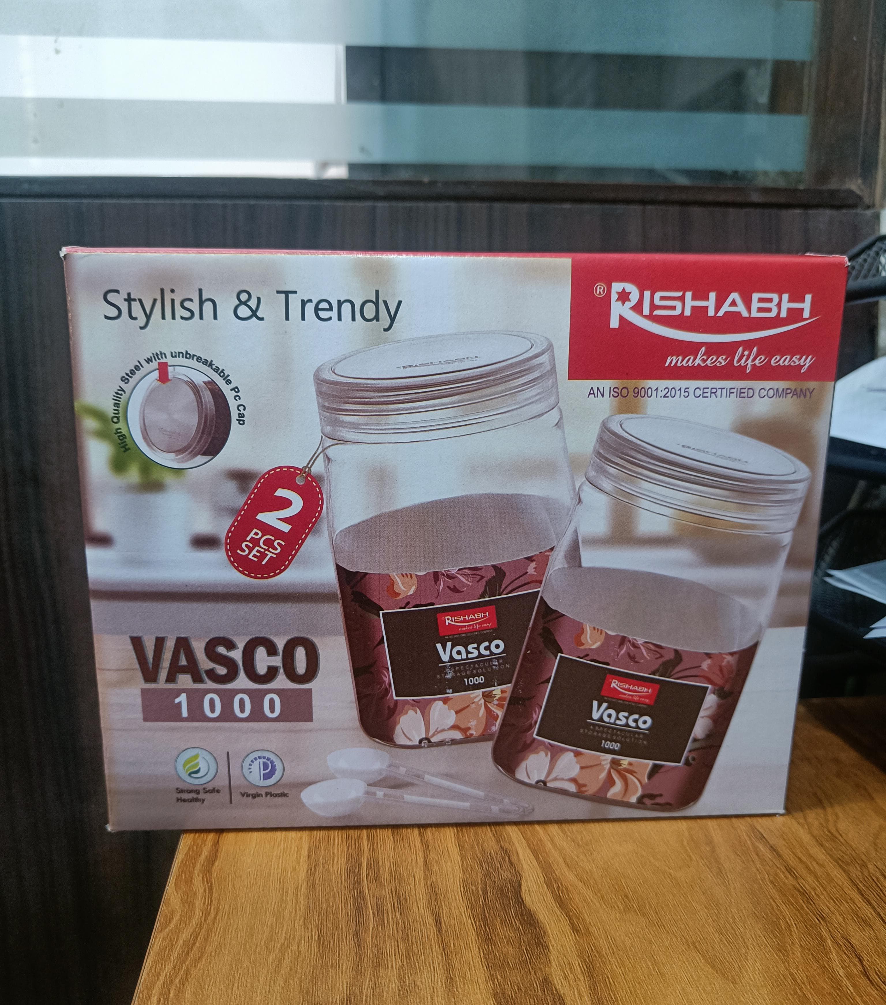 Rishabh Vasco 1000 stylish & Trendy Pet container 2pcs with Spoon