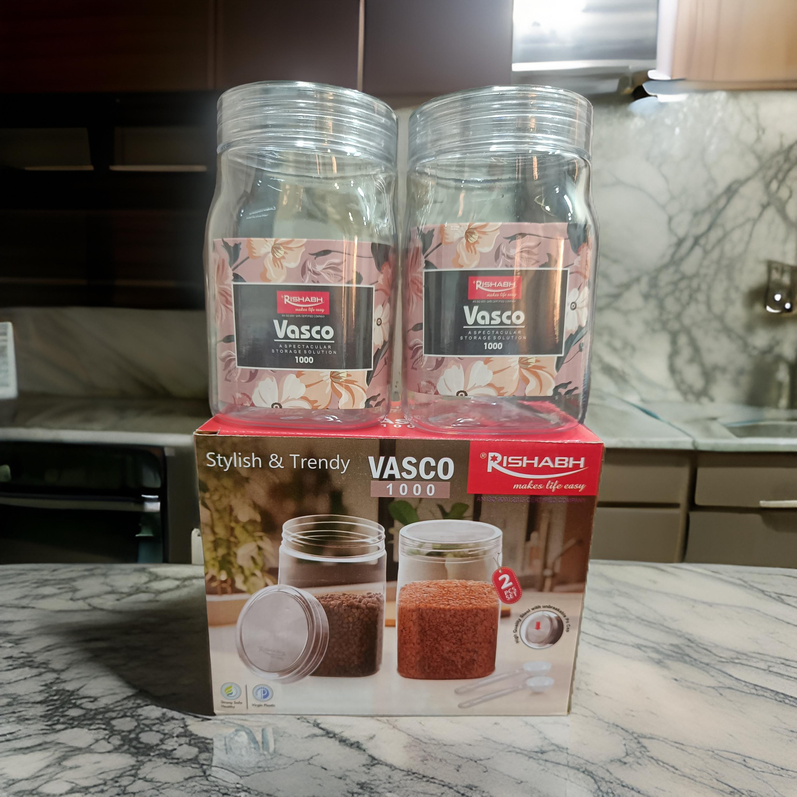 Rishabh Vasco 1000 stylish & Trendy Pet container 2pcs with Spoon