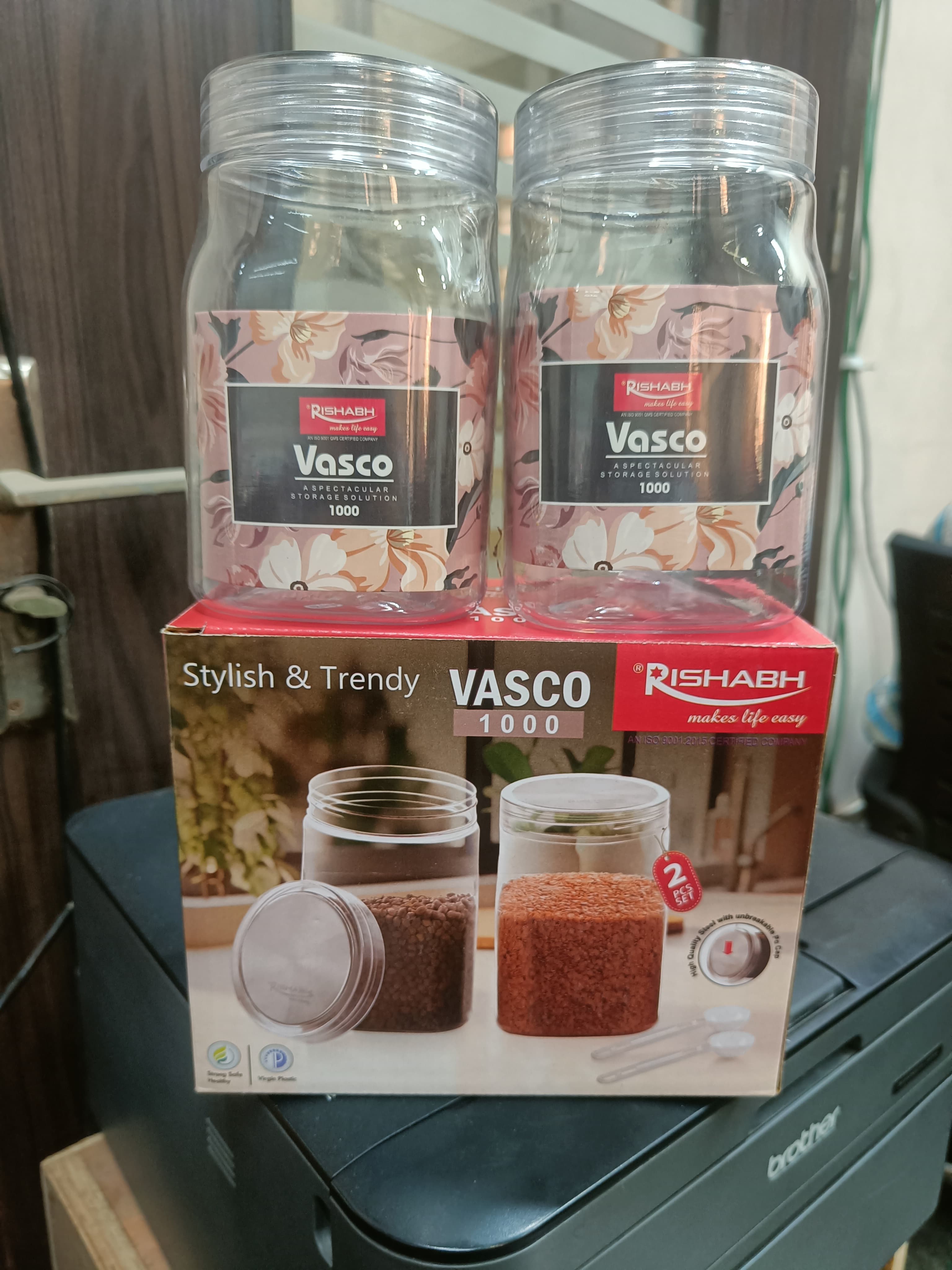 Rishabh Vasco 1000 stylish & Trendy Pet container 2pcs with Spoon