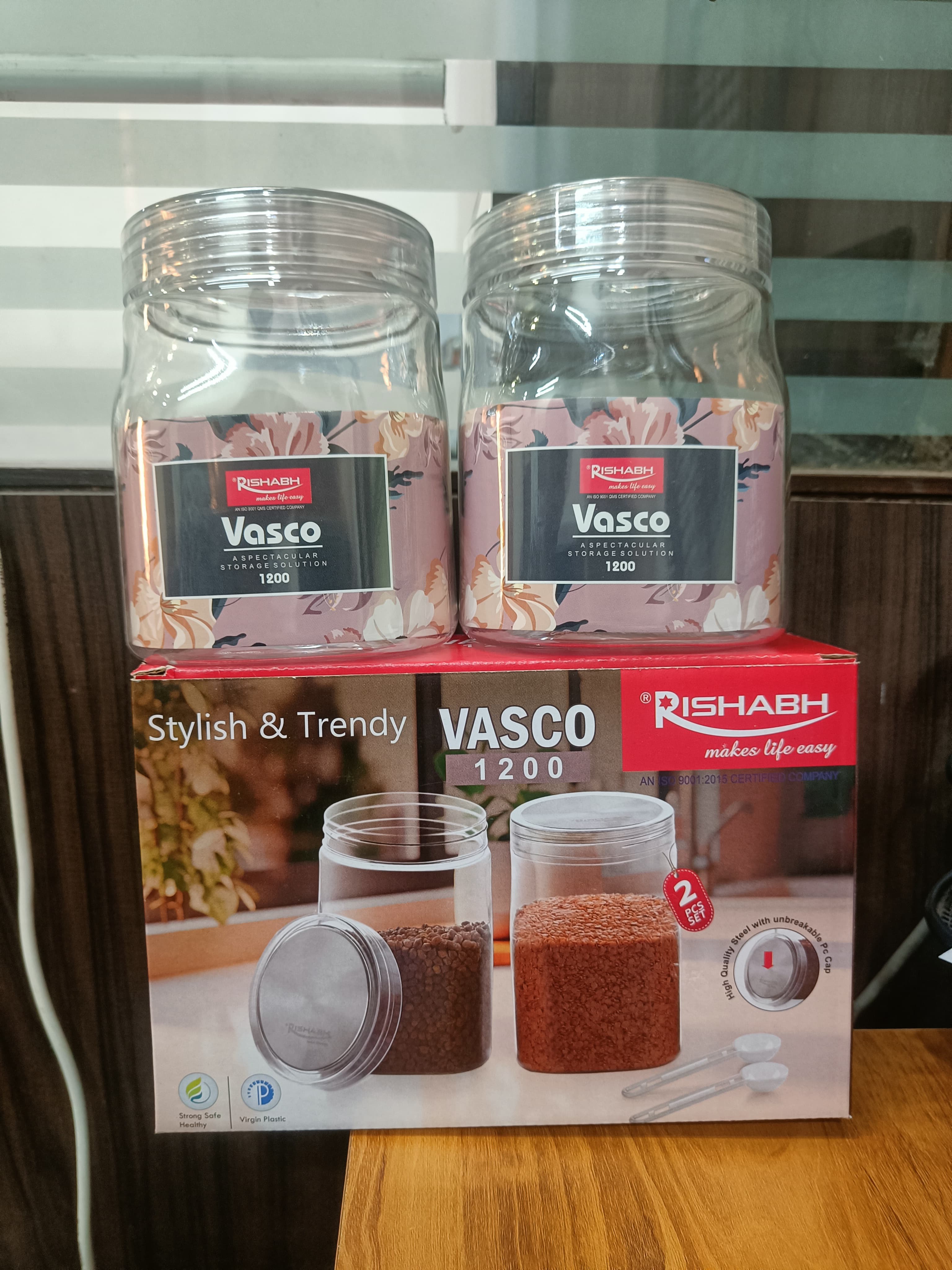 Rishabh Vasco 1200 stylish & Trendy Pet container 2pcs with Spoon