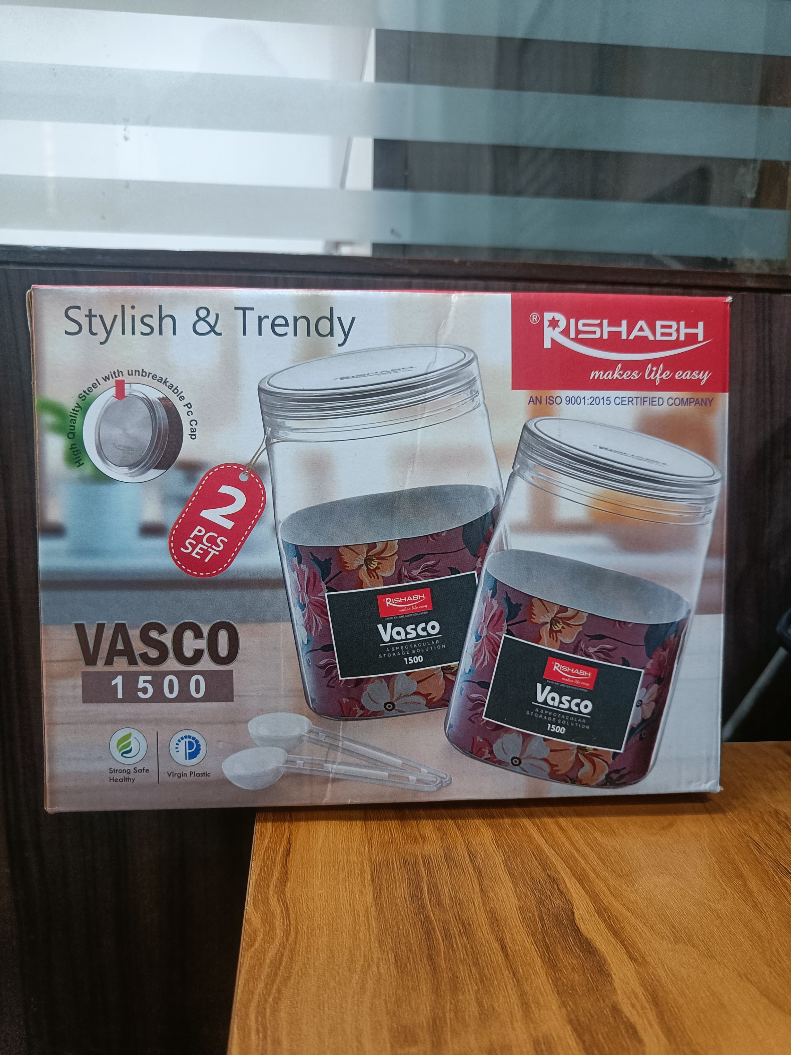 Rishabh Vasco 1500 stylish & Trendy Pet container 2pcs with Spoon