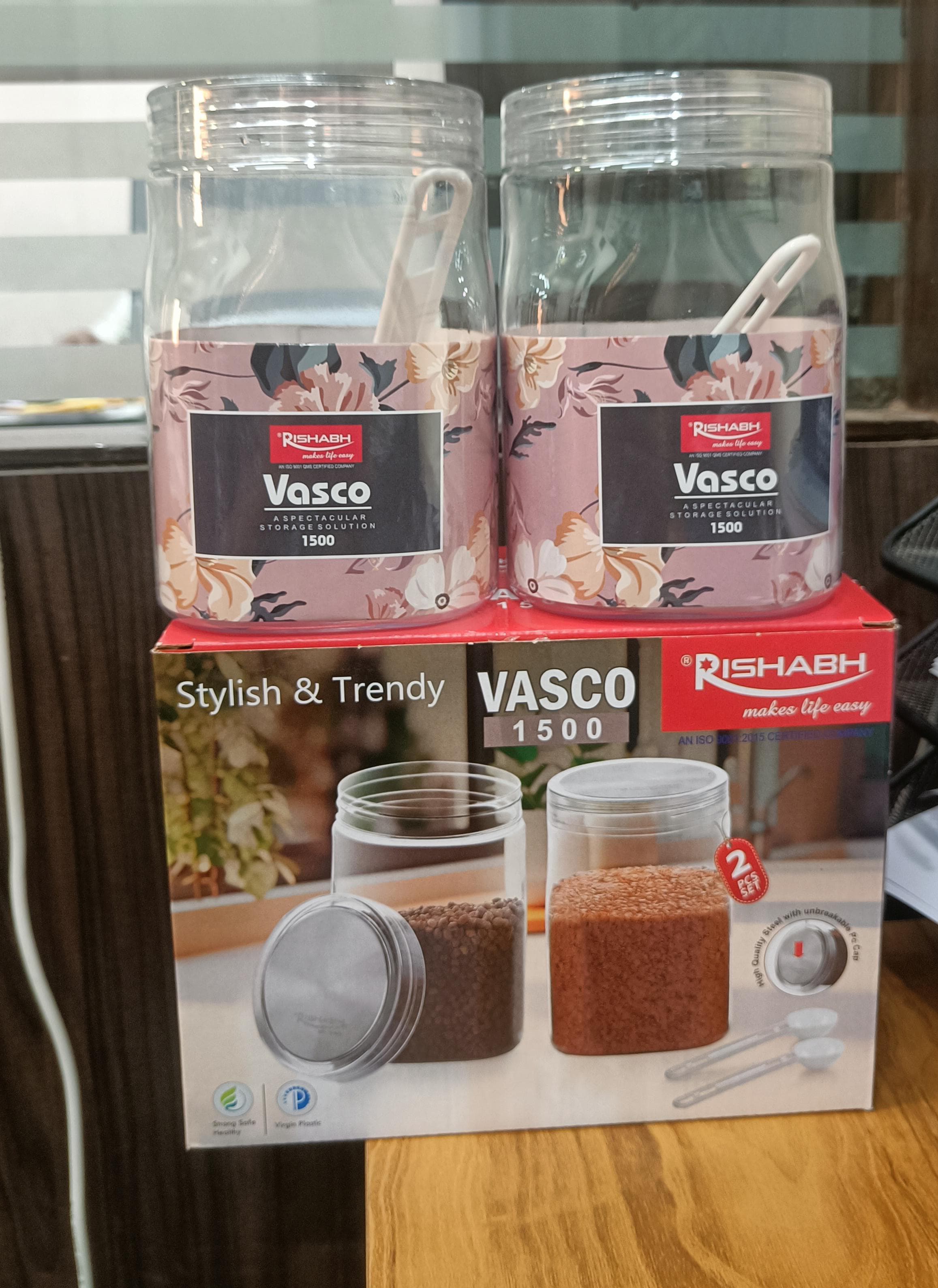 Rishabh Vasco 1500 stylish & Trendy Pet container 2pcs with Spoon