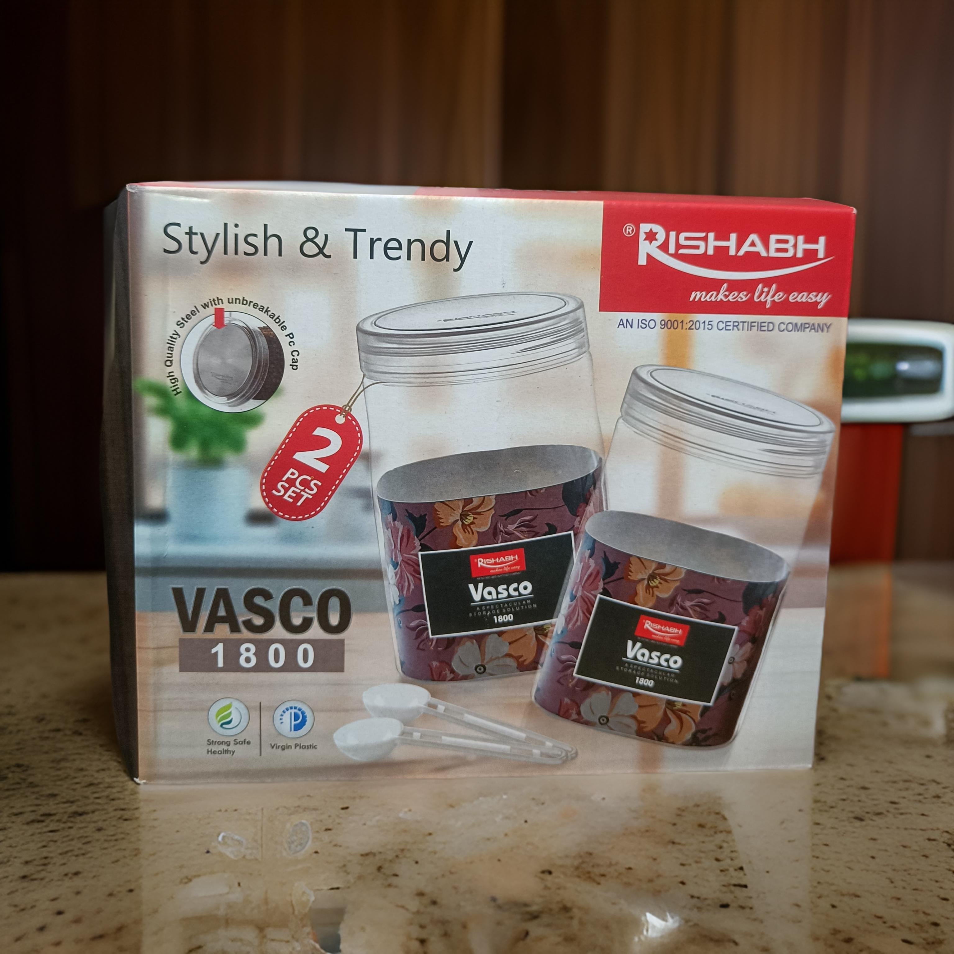 Rishabh Vasco 1800 stylish & Trendy Pet container 2pcs with Spoon