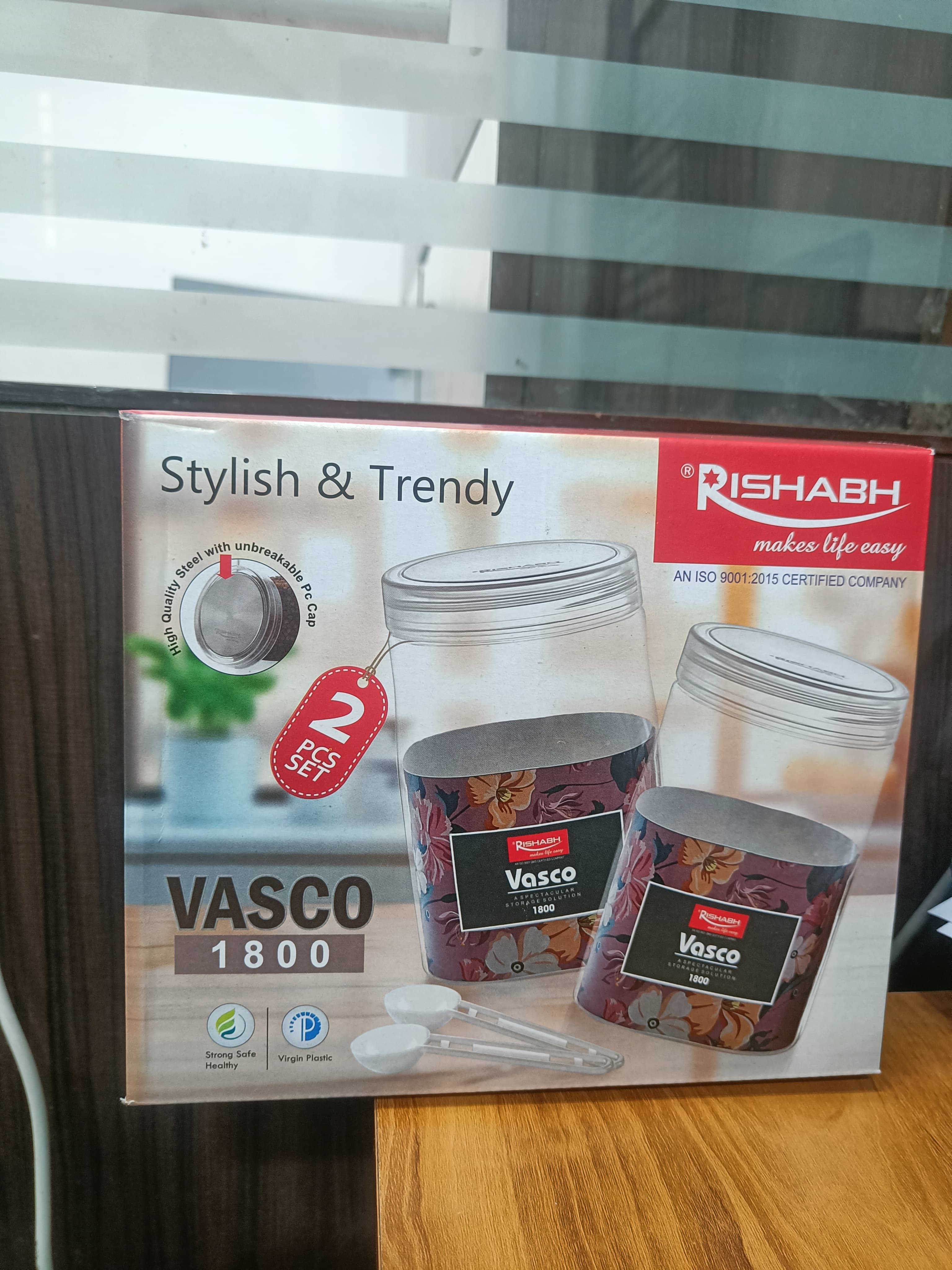 Rishabh Vasco 1800 stylish & Trendy Pet container 2pcs with Spoon
