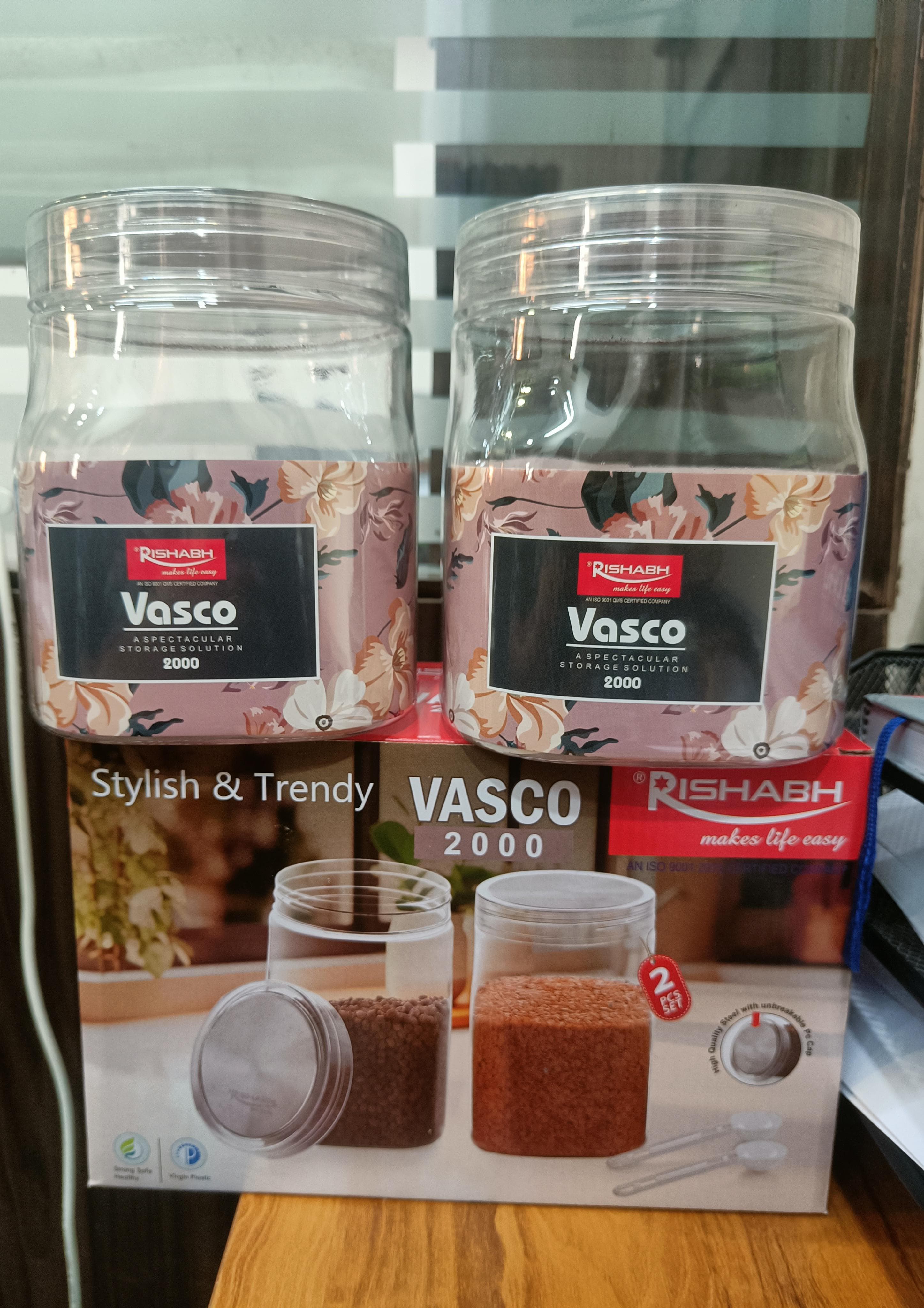 Rishabh Vasco 2000 stylish & Trendy Pet container 2pcs with Spoon
